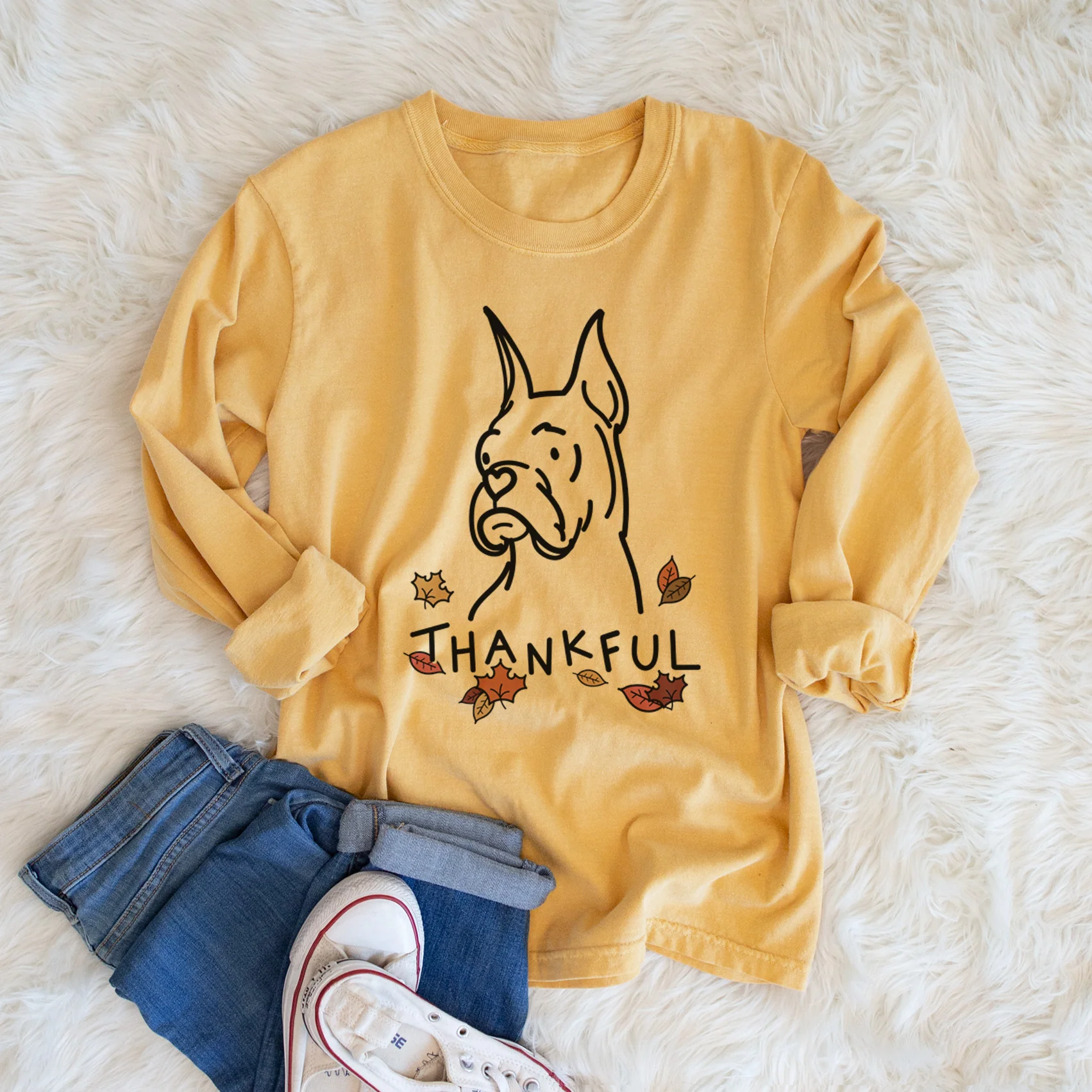 Thankful Rescue Boxer - Billy - Heavyweight 100% Cotton Long Sleeve - Image 5