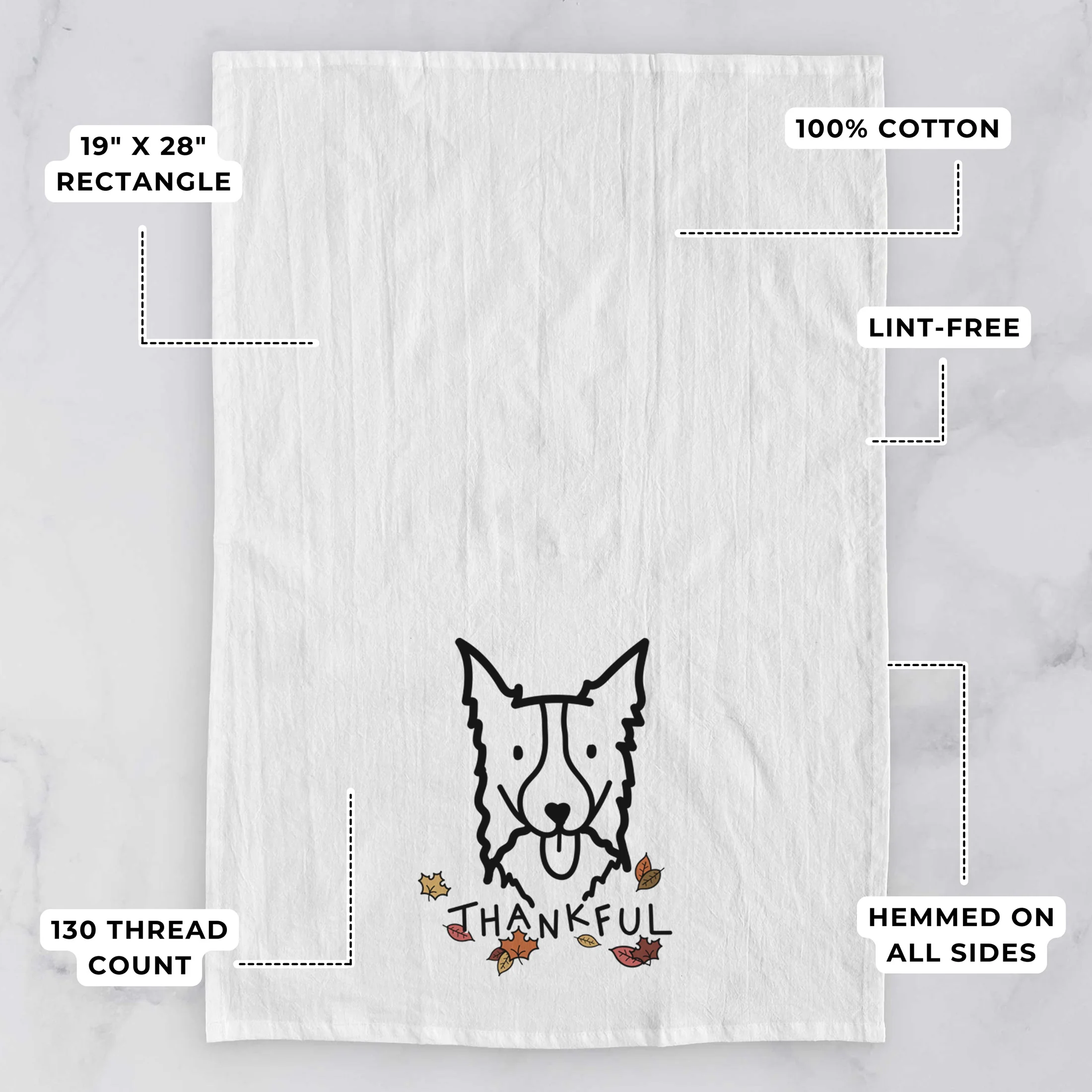 Thankful Border Collie - Tea Towel - Image 3