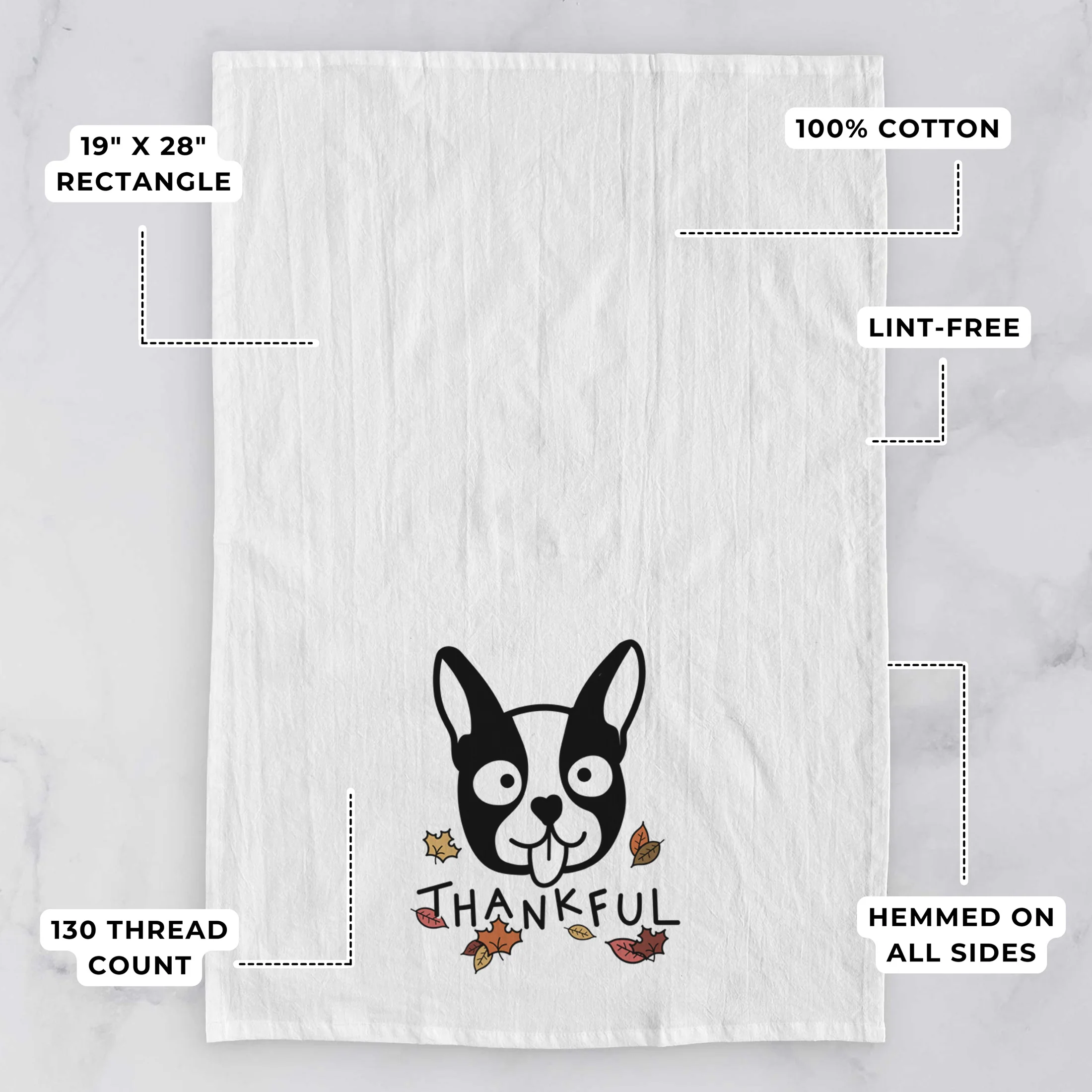 Thankful Boston Terrier - Tea Towel - Image 3