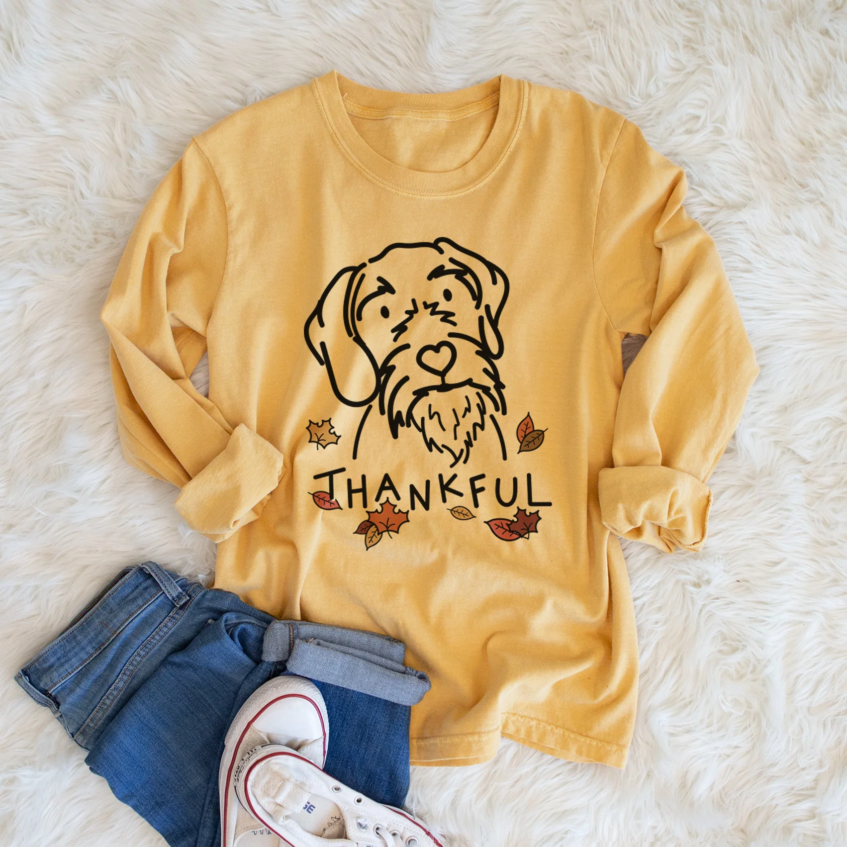 Thankful German Wirehaired Pointer - Buck - Heavyweight 100% Cotton Long Sleeve - Image 5