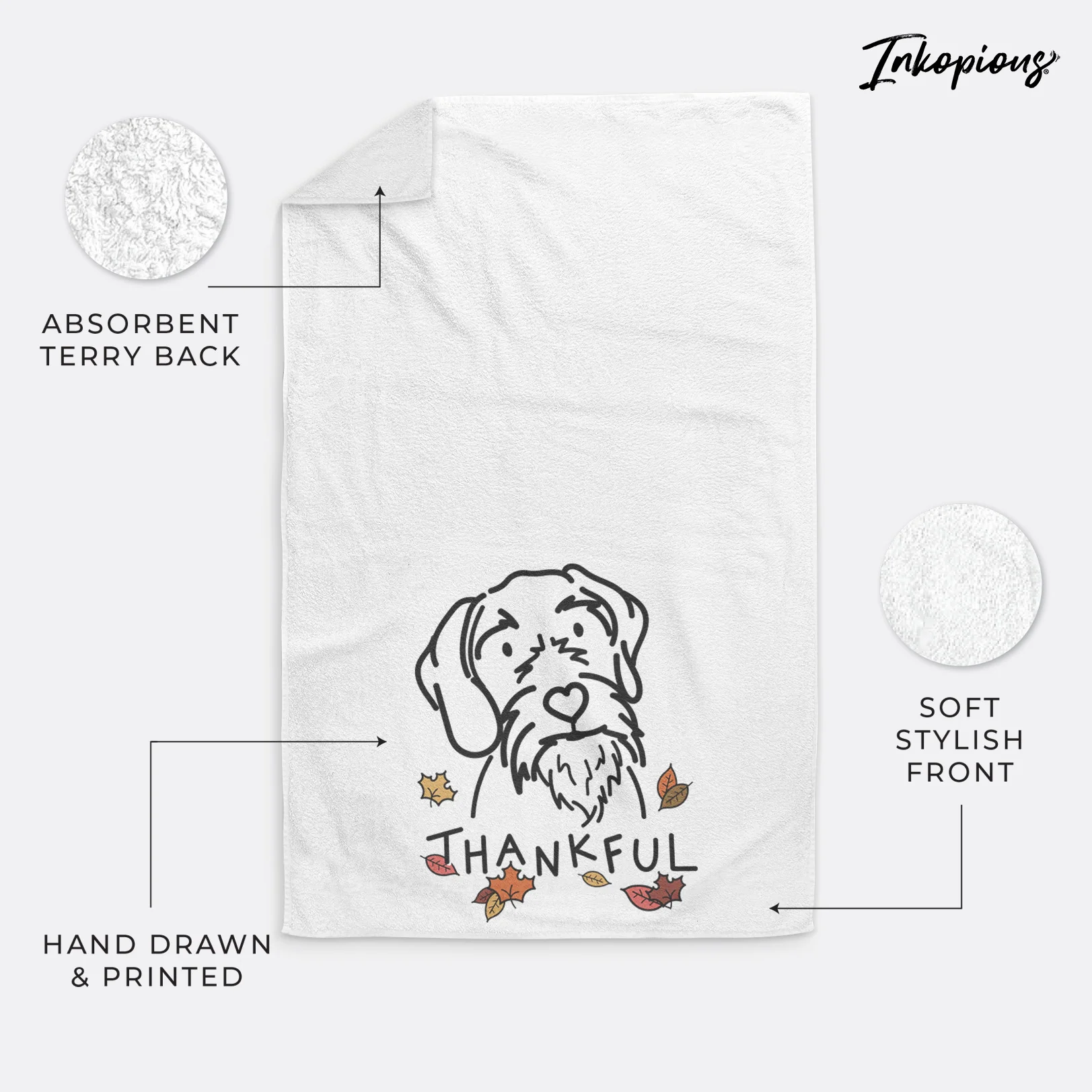 Thankful German Wirehaired Pointer - Buck - Hand Towel - Image 4