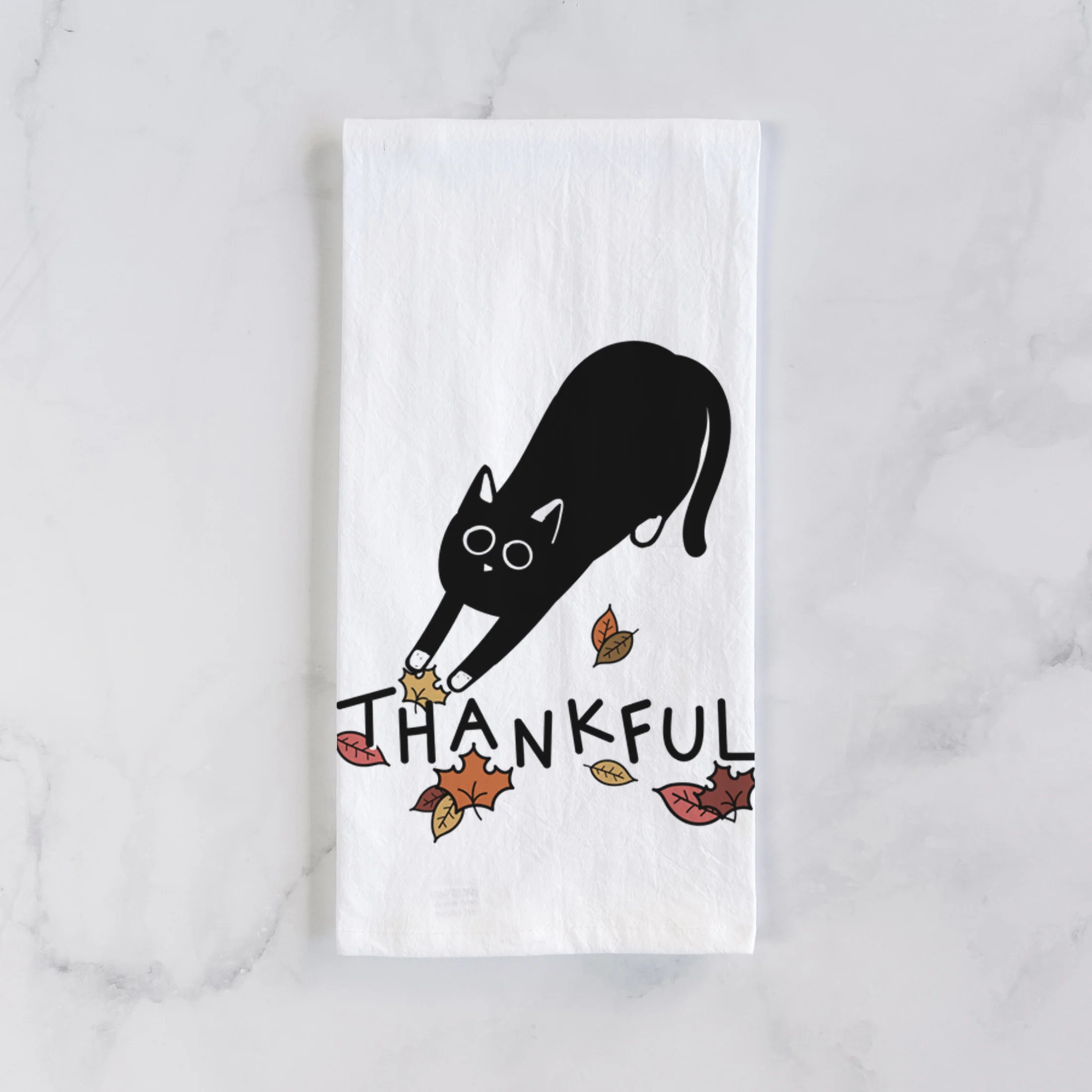 Thankful Black Cat - Bug - Tea Towel - Image 2