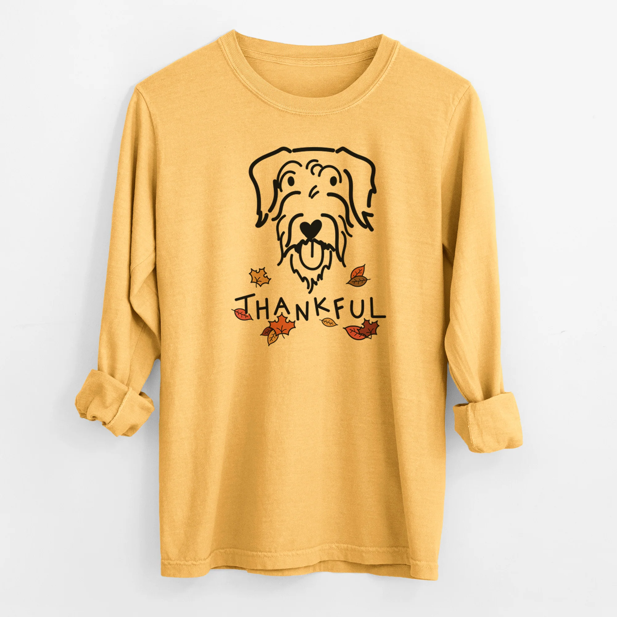 Thankful Doodle - Dug - Men's Heavyweight 100% Cotton Long Sleeve - Image 3
