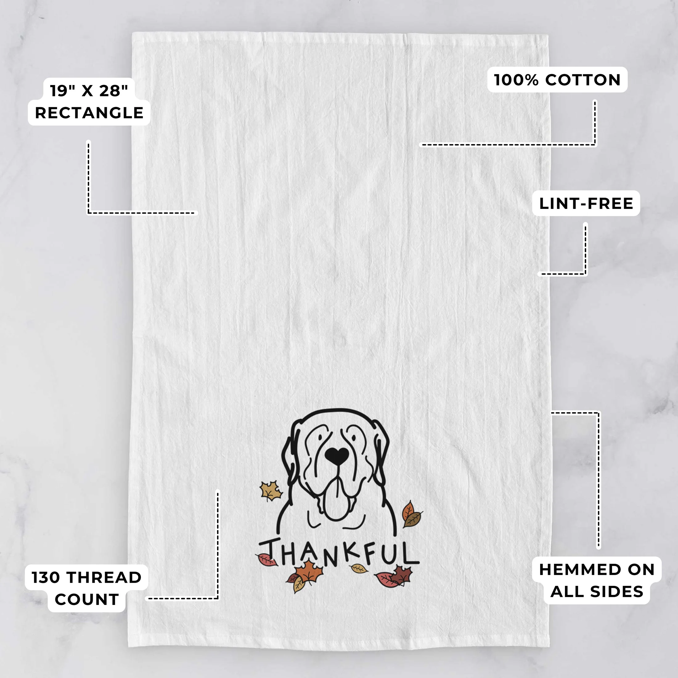 Thankful English Mastiff - Tea Towel - Image 3