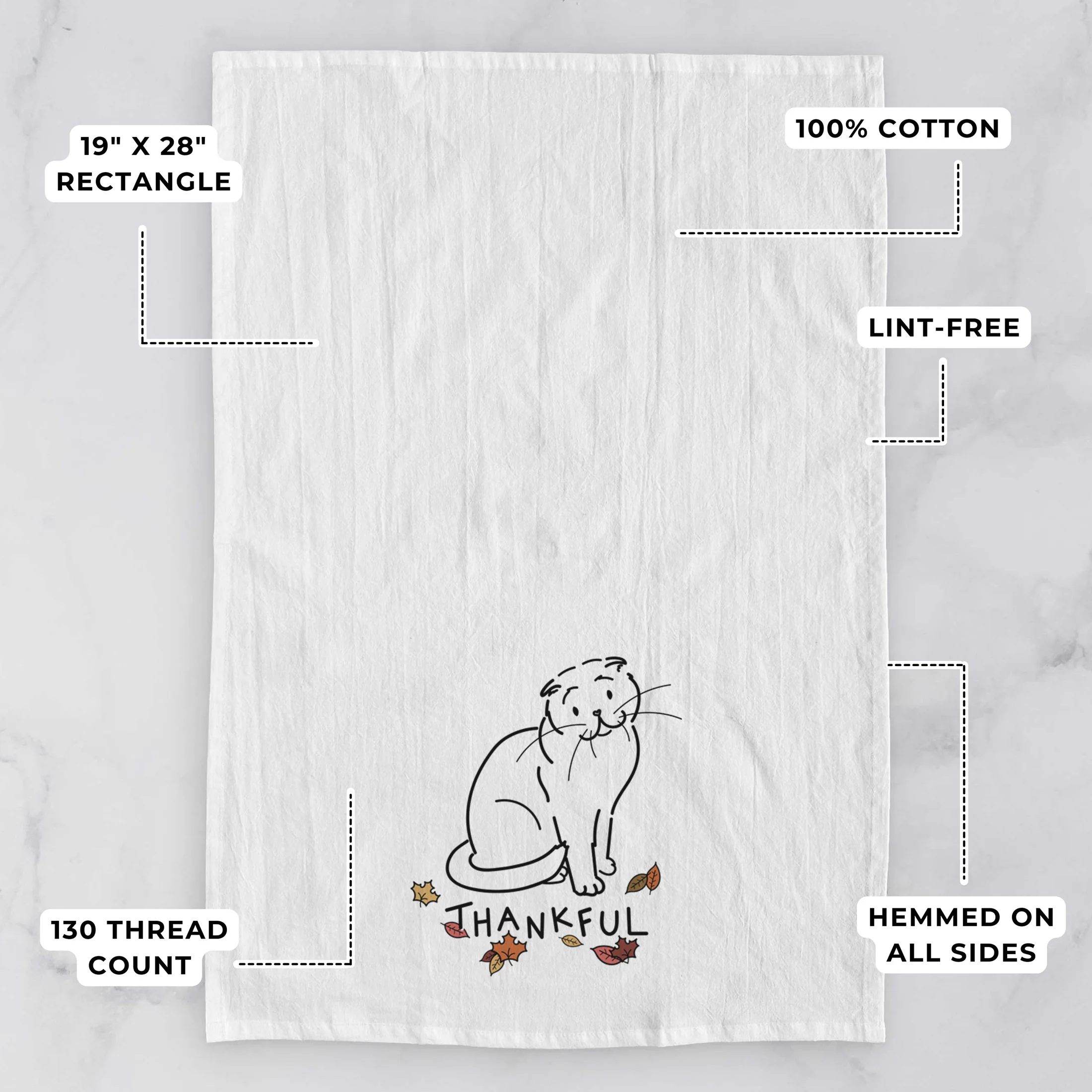 Thankful Scottish Fold Cat - Hank - Tea Towel - Image 3