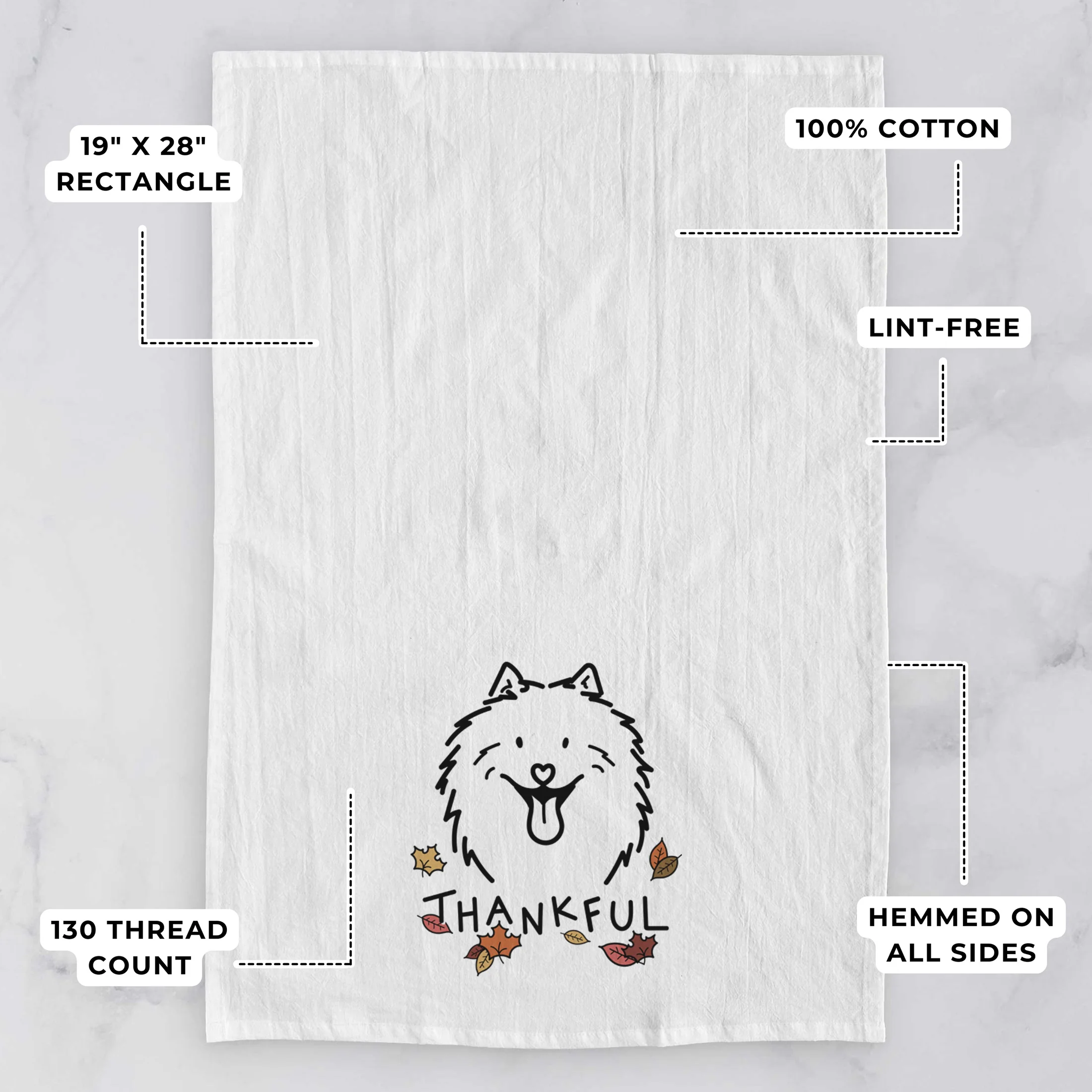 Thankful Samoyed - Johnny - Tea Towel - Image 3