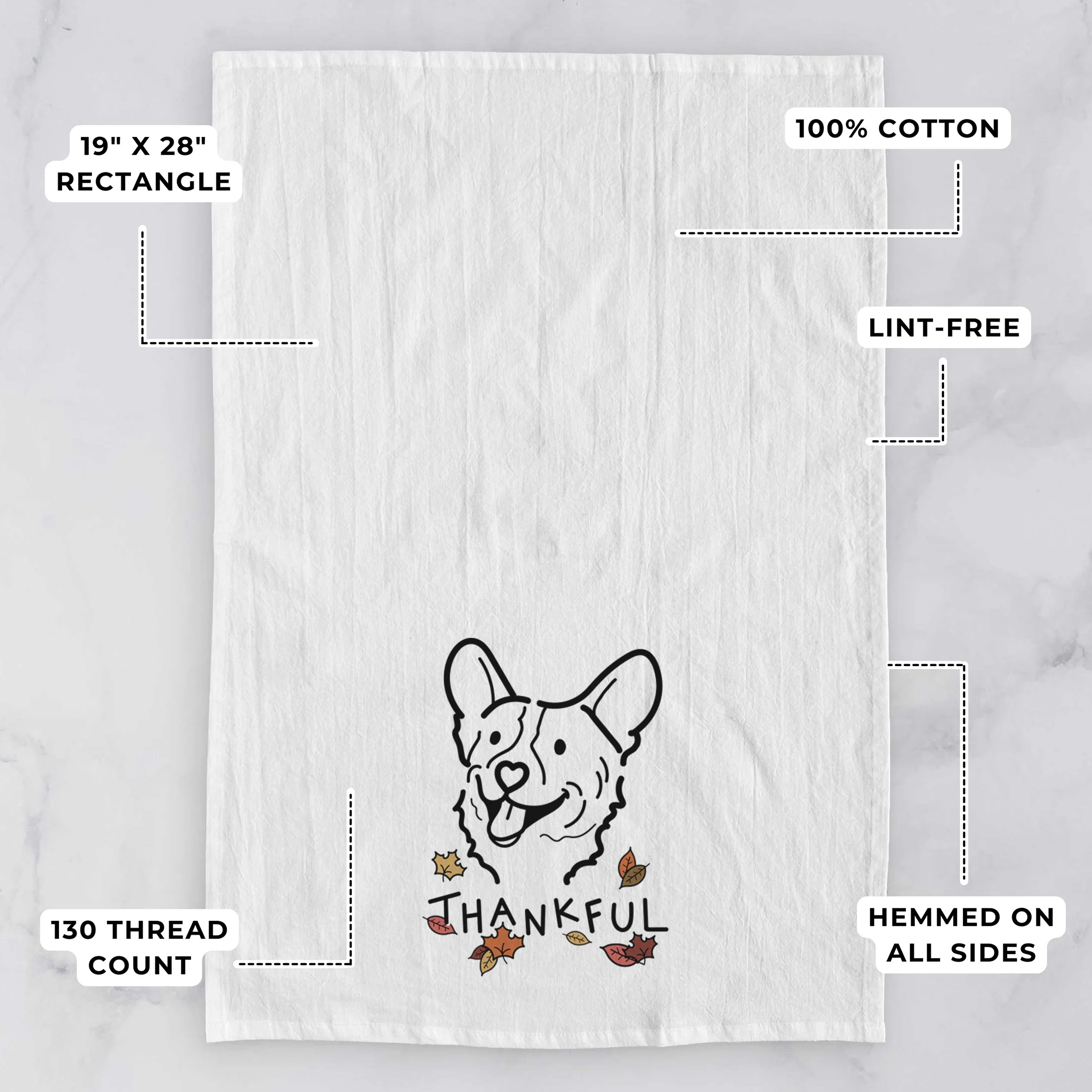 Thankful Corgi - Lily - Tea Towel - Image 3