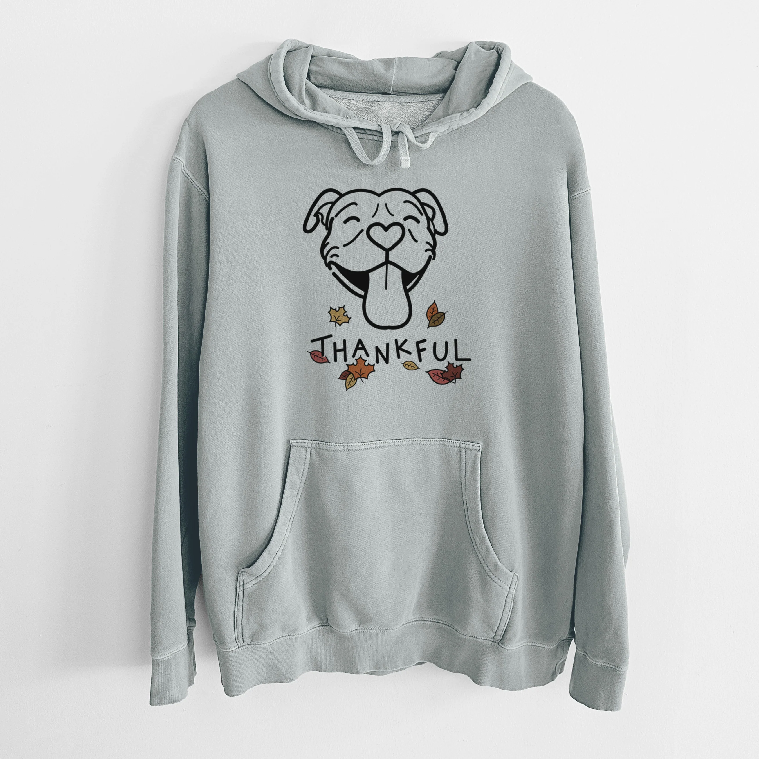 Thankful Pitbull - Louie - Unisex Pigment Dyed Hoodie - Image 8