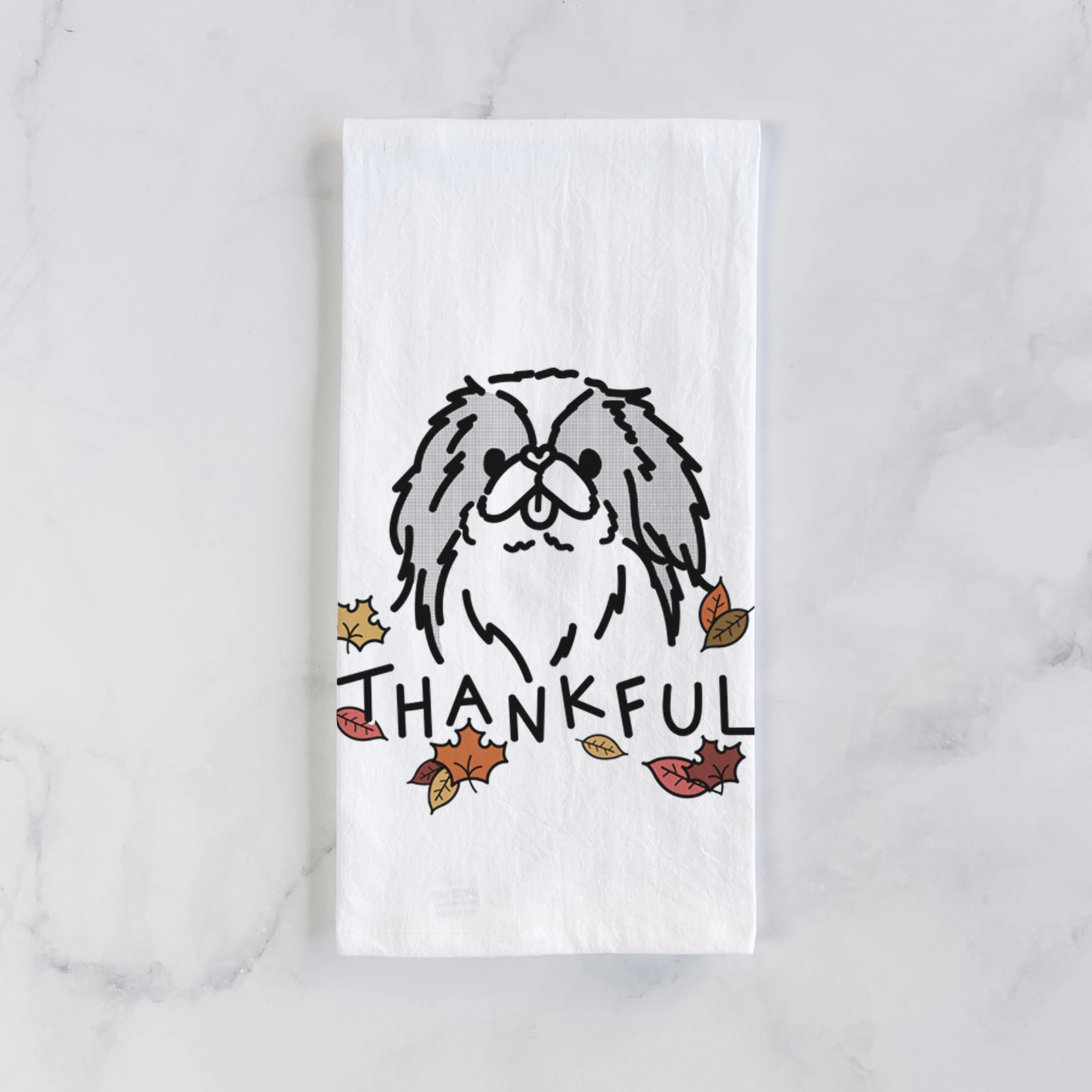 Thankful Japanese Chin - Macha - Tea Towel - Image 2