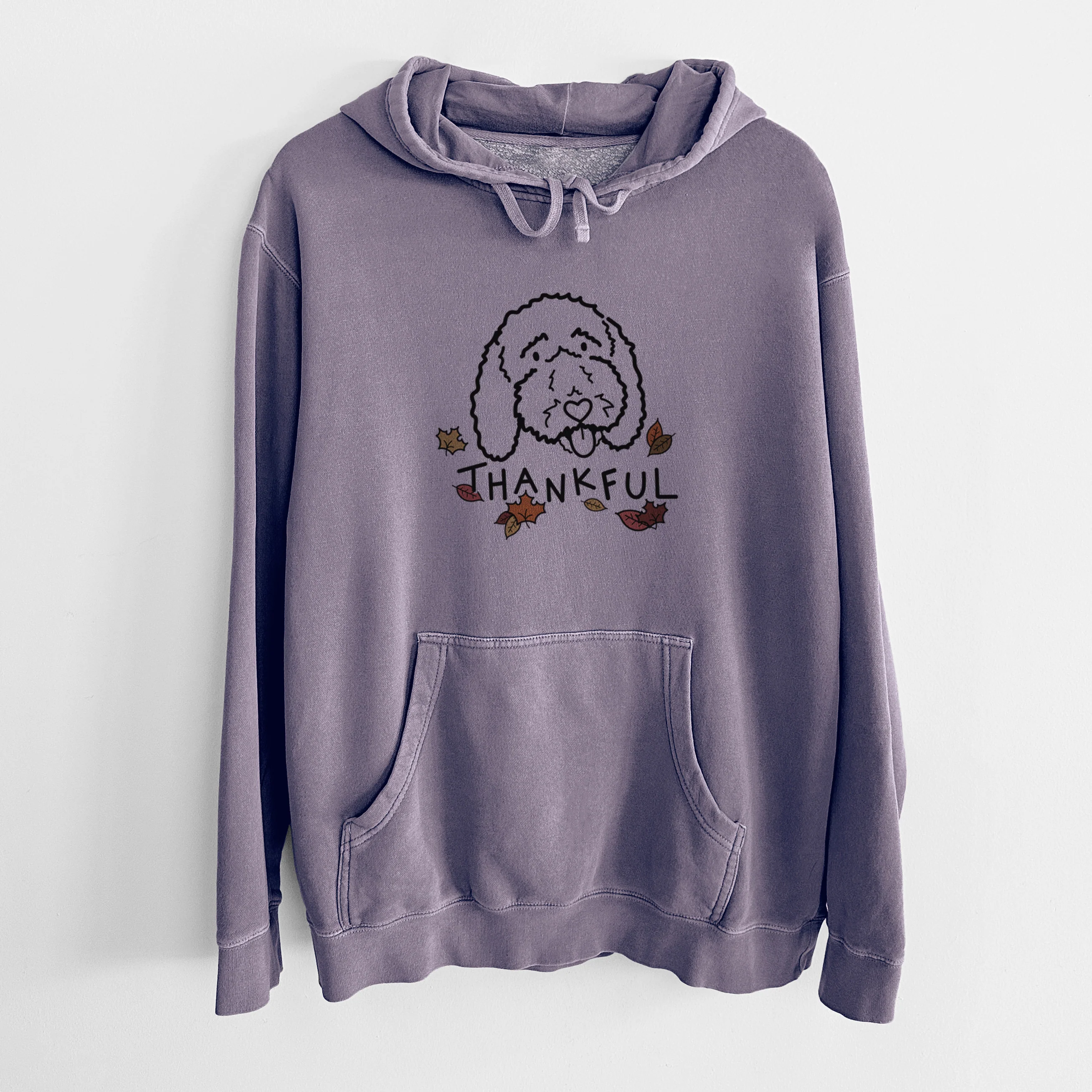 Thankful Bernedoodle - Ruby - Unisex Pigment Dyed Hoodie - Image 9