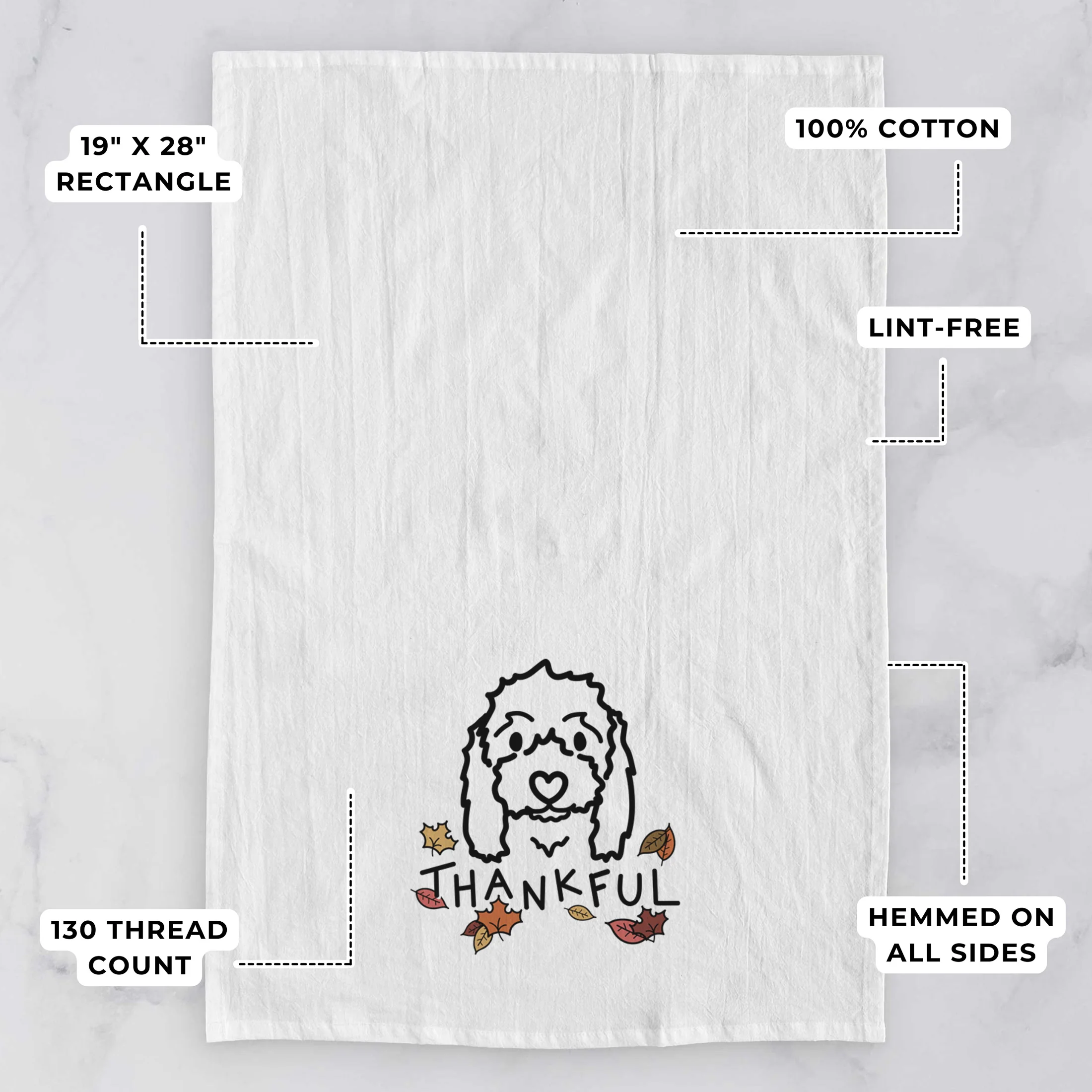 Thankful Coton de Tulear - Sophie - Tea Towel - Image 3