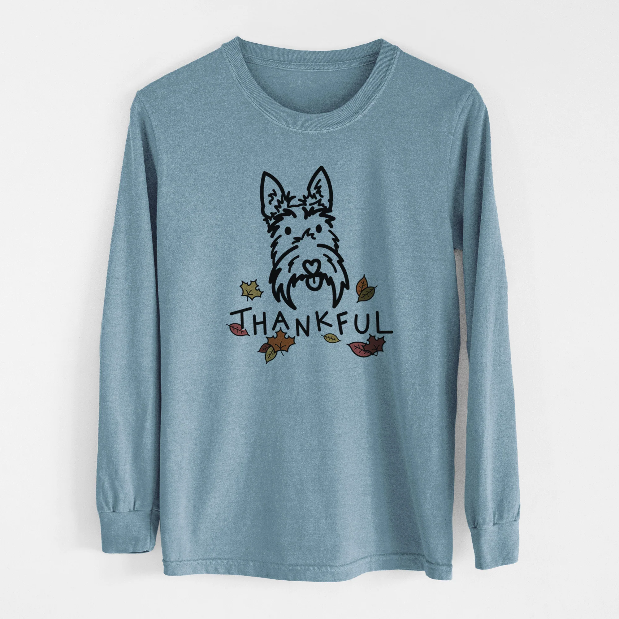 Thankful Scottish Terrier - Thistle - Men's Heavyweight 100% Cotton Long Sleeve - Image 8