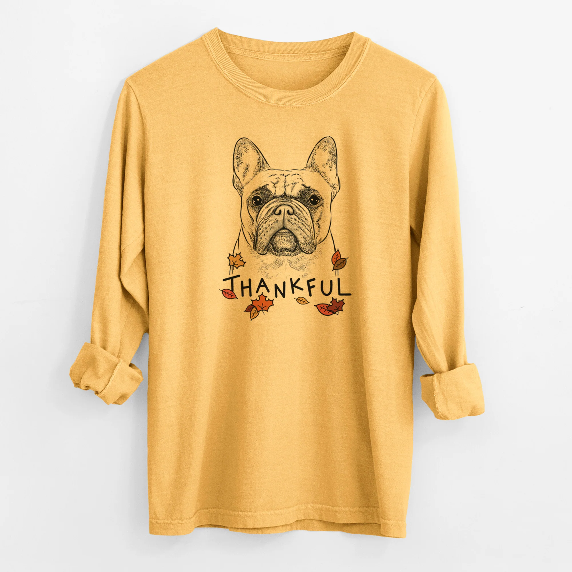 Thankful Acelynn the French Bulldog - Men's Heavyweight 100% Cotton Long Sleeve - Image 4