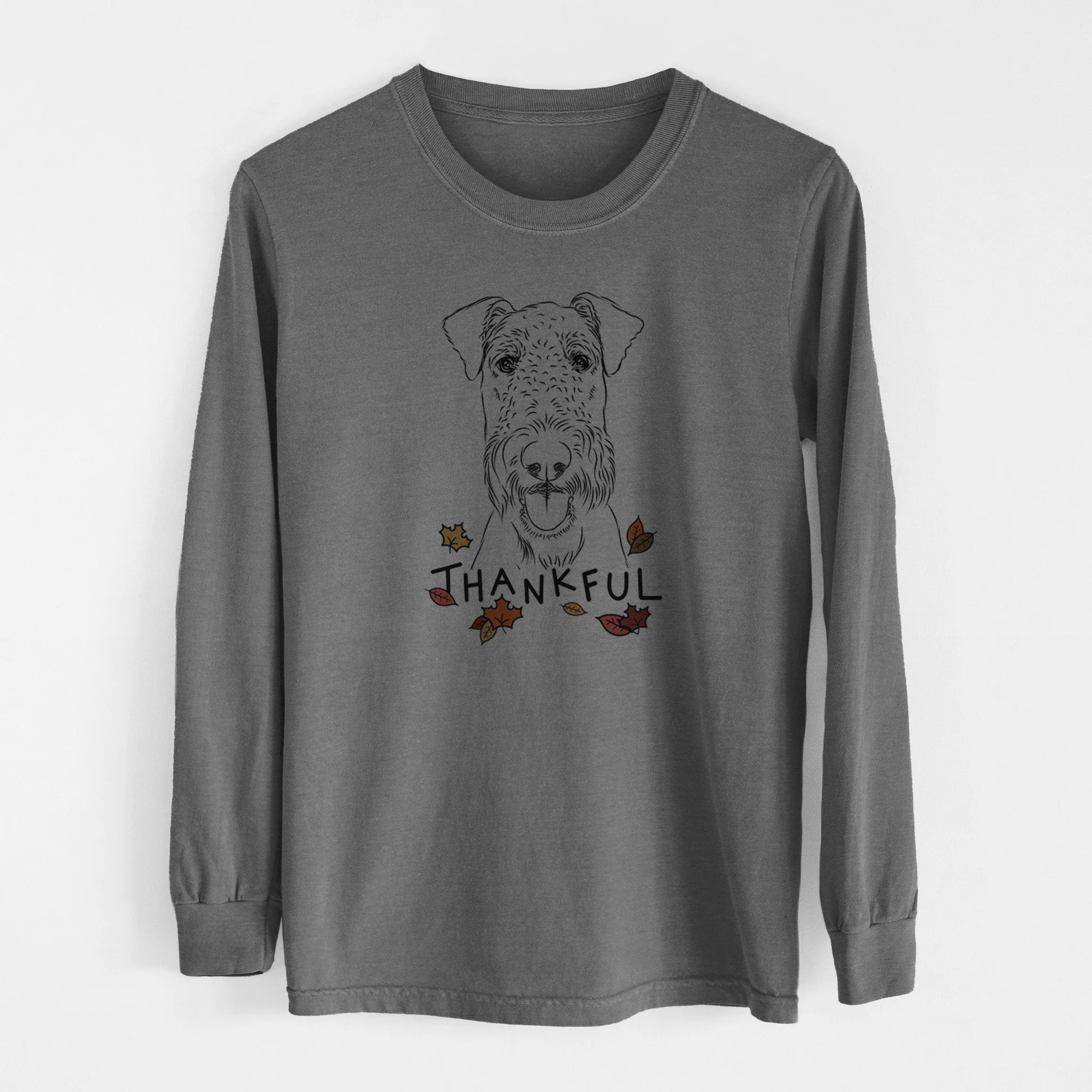 Thankful Andy the Airedale Terrier - Men's Heavyweight 100% Cotton Long Sleeve - Image 14