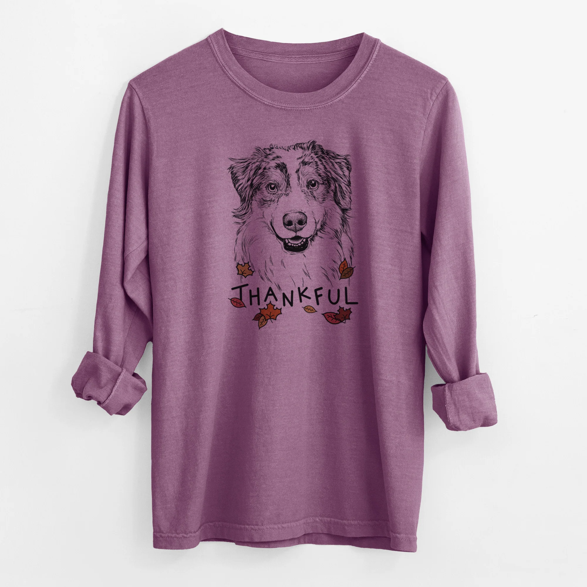 Thankful Aonghus the Australian Shepherd - Men's Heavyweight 100% Cotton Long Sleeve - Image 10