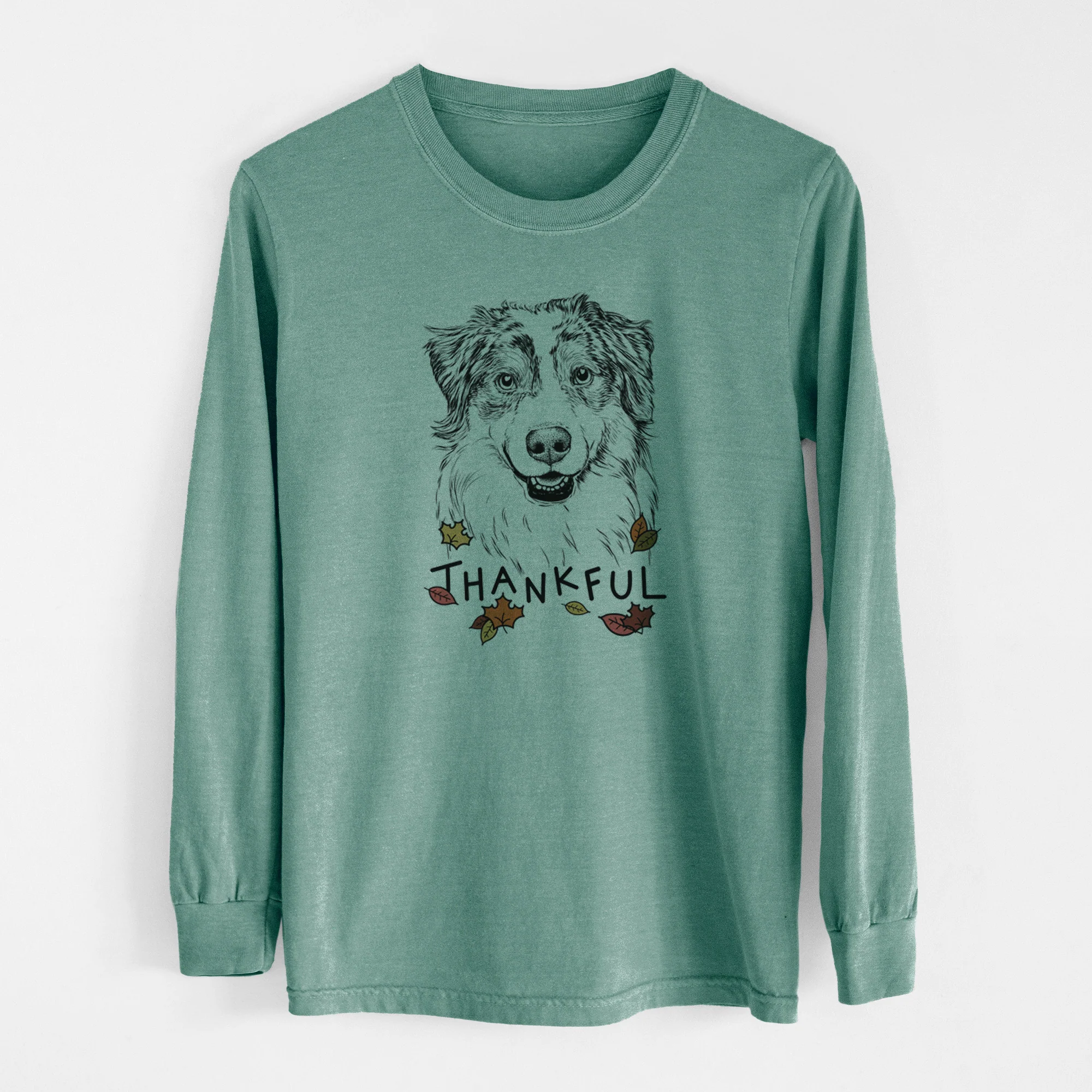 Thankful Aonghus the Australian Shepherd - Men's Heavyweight 100% Cotton Long Sleeve - Image 12
