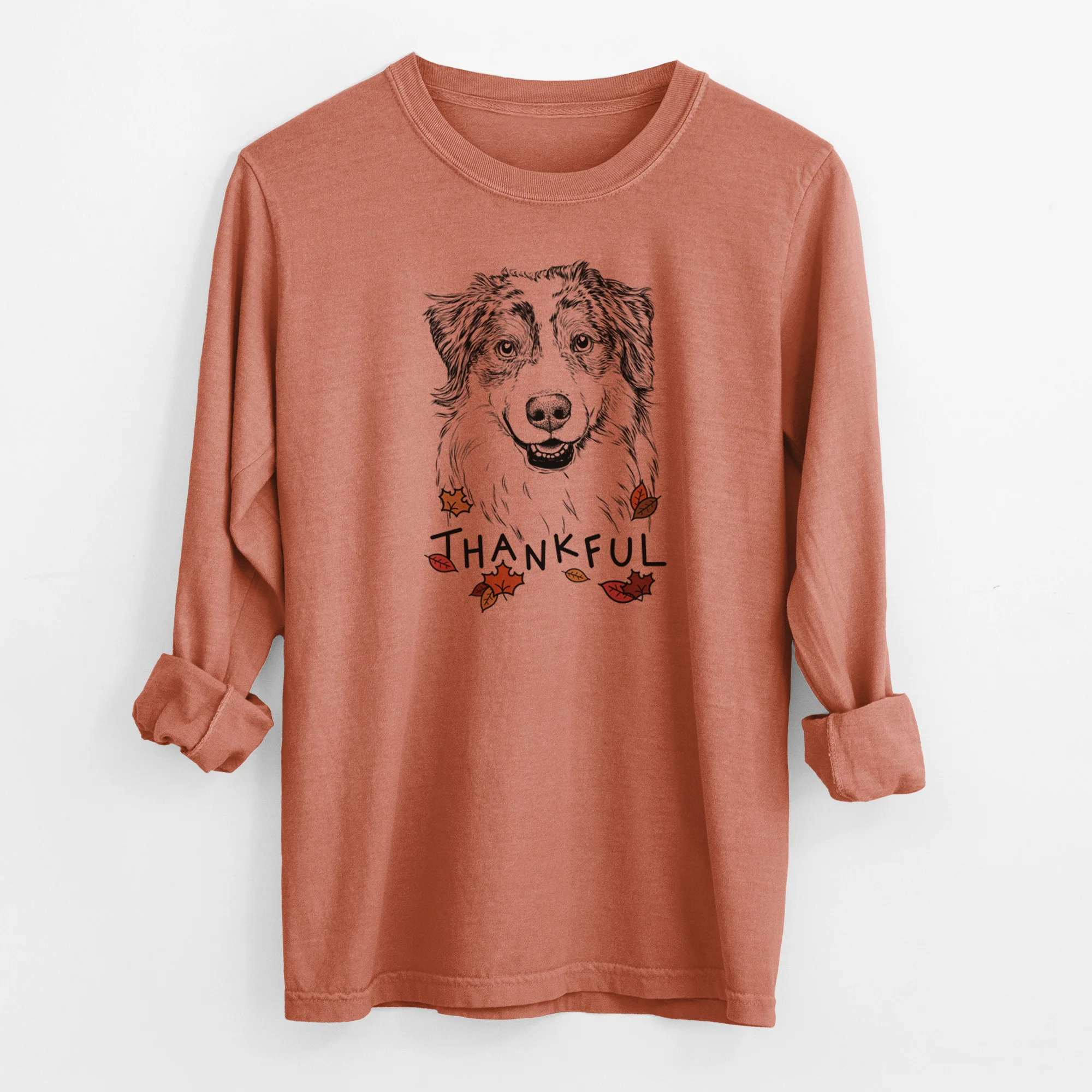 Thankful Aonghus the Australian Shepherd - Men's Heavyweight 100% Cotton Long Sleeve - Image 13