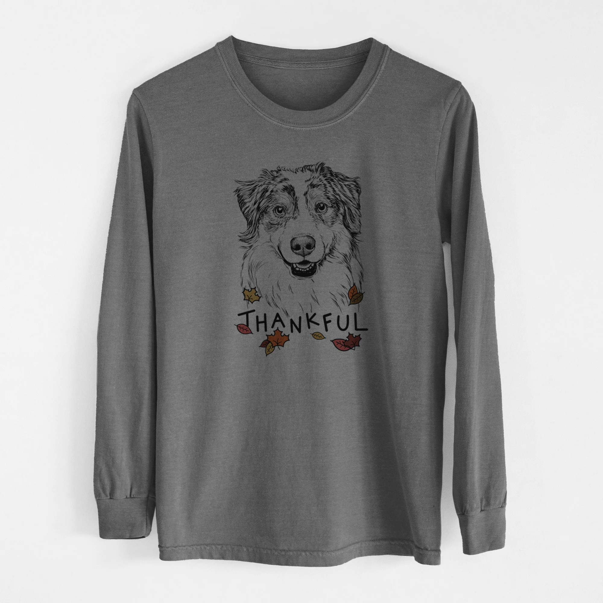 Thankful Aonghus the Australian Shepherd - Men's Heavyweight 100% Cotton Long Sleeve - Image 14