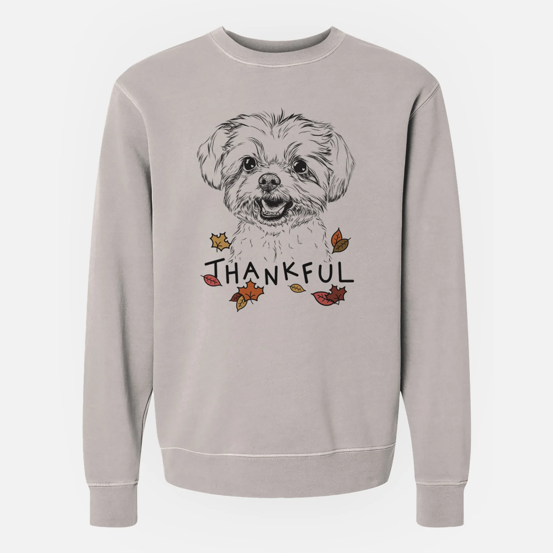 Thankful Aspen the Morkie - Unisex Pigment Dyed Crew Sweatshirt - Image 3