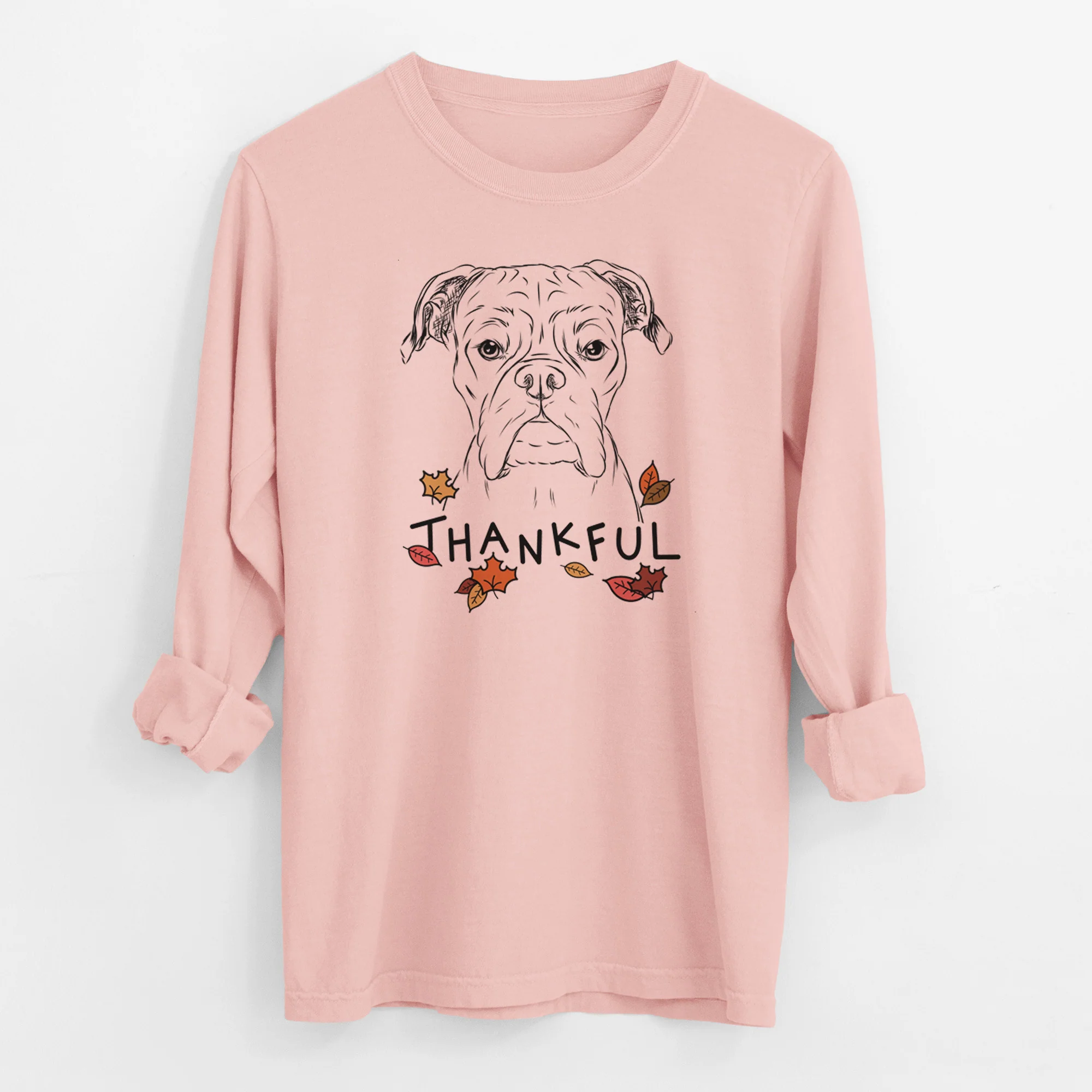 Thankful Axel the Boxer - Men's Heavyweight 100% Cotton Long Sleeve - Image 11