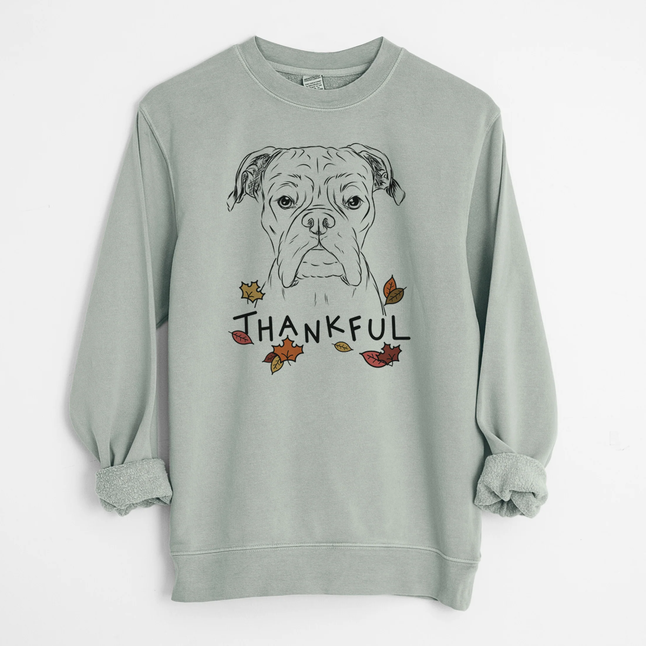 Thankful Axel the Boxer - Unisex Pigment Dyed Crew Sweatshirt - Image 8