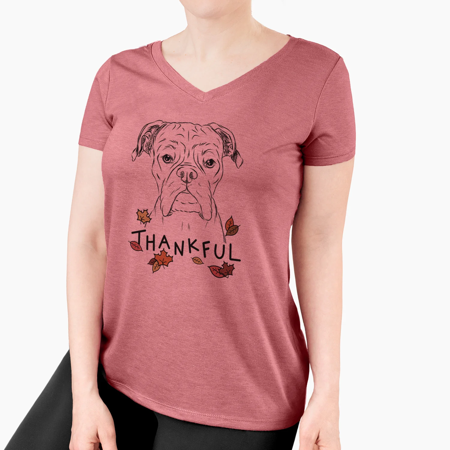 Thankful Axel the Boxer - Women's V-neck Shirt - Image 4
