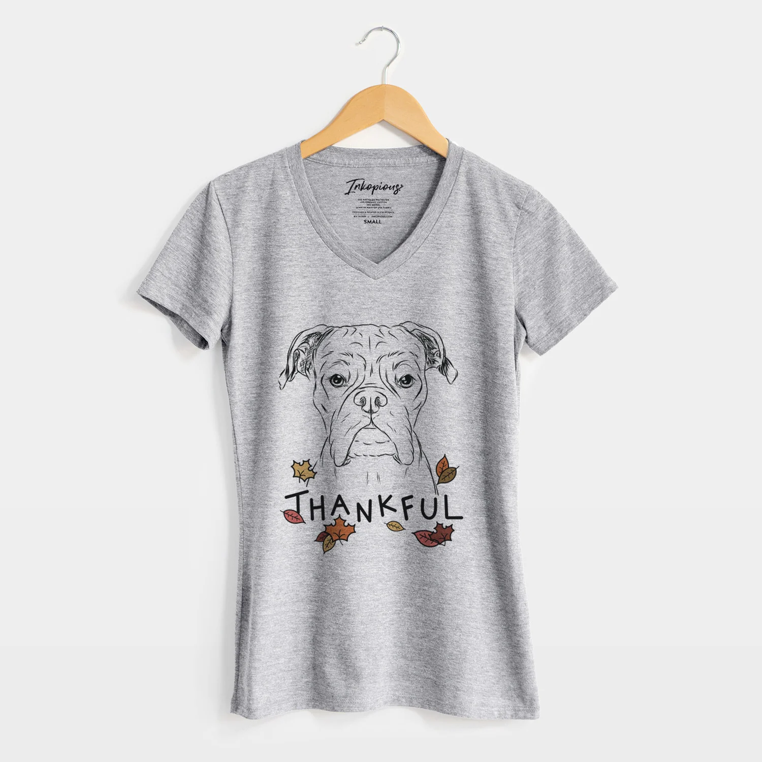 Thankful Axel the Boxer - Women's V-neck Shirt - Image 5