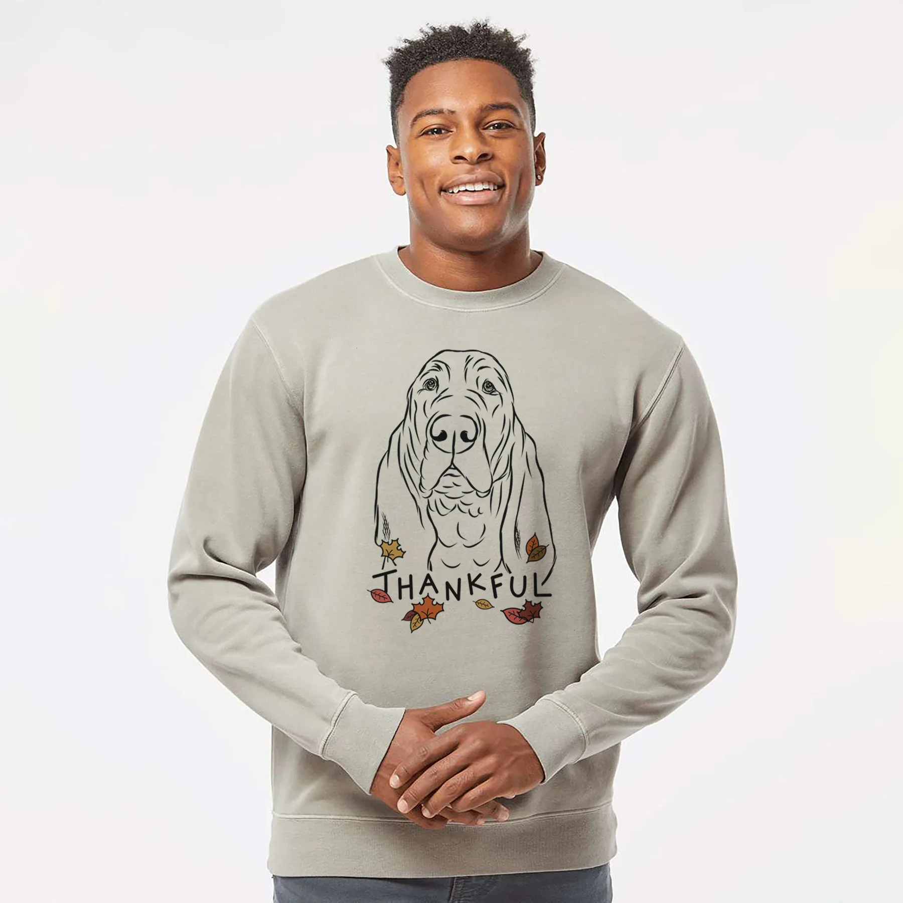 Thankful Baron the Bloodhound - Unisex Pigment Dyed Crew Sweatshirt - Image 5