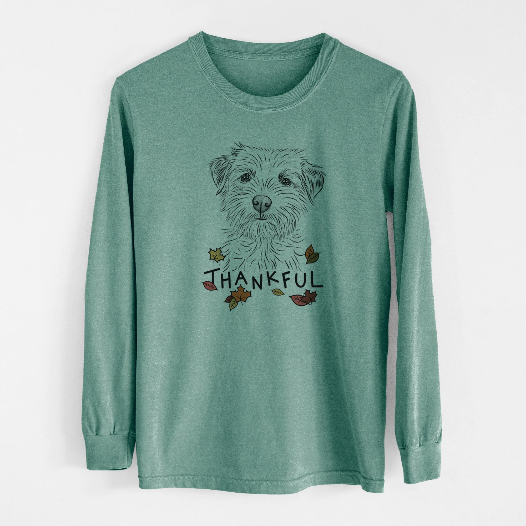 Thankful Benjamin the Border Terrier - Men's Heavyweight 100% Cotton Long Sleeve - Image 12