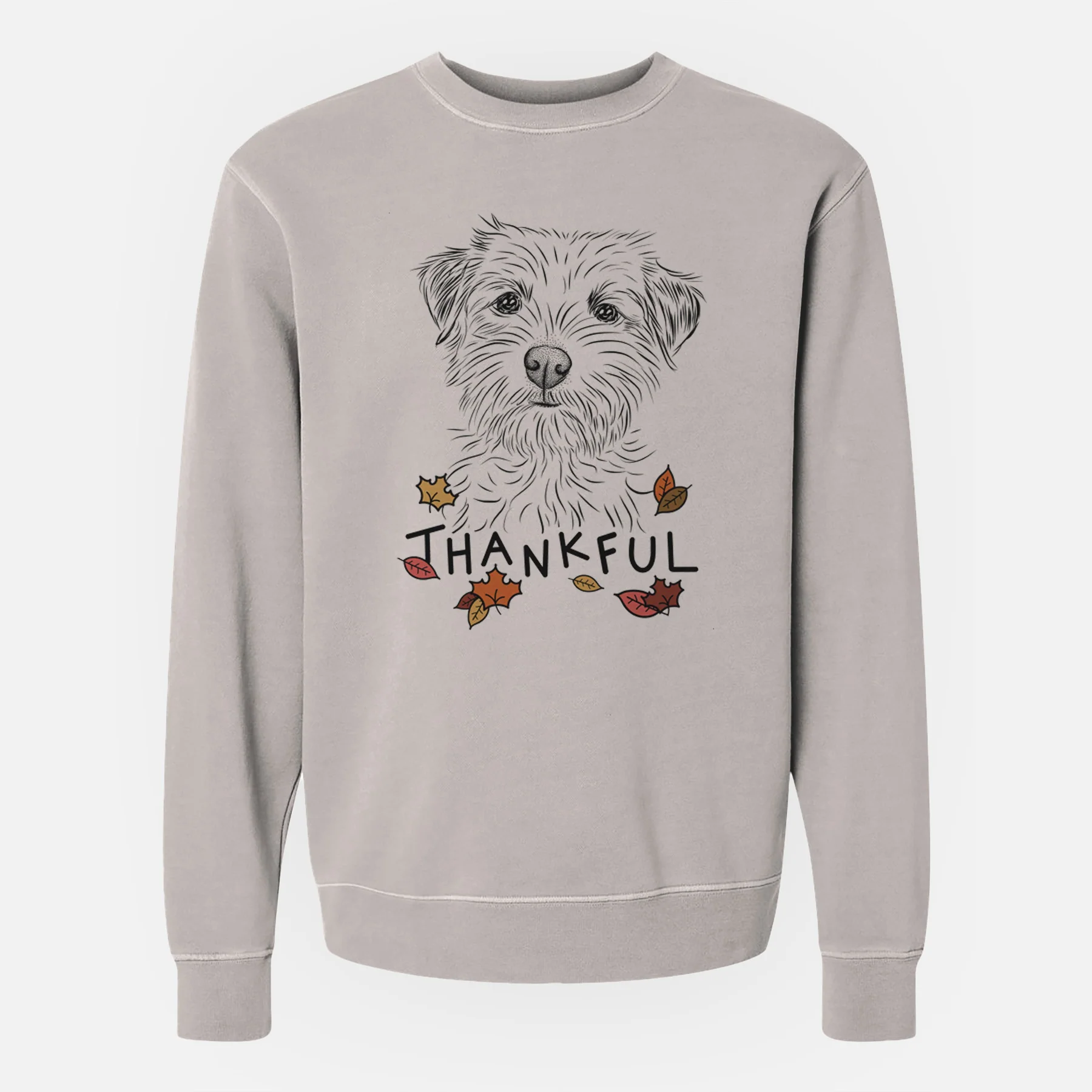 Thankful Benjamin the Border Terrier - Unisex Pigment Dyed Crew Sweatshirt - Image 3