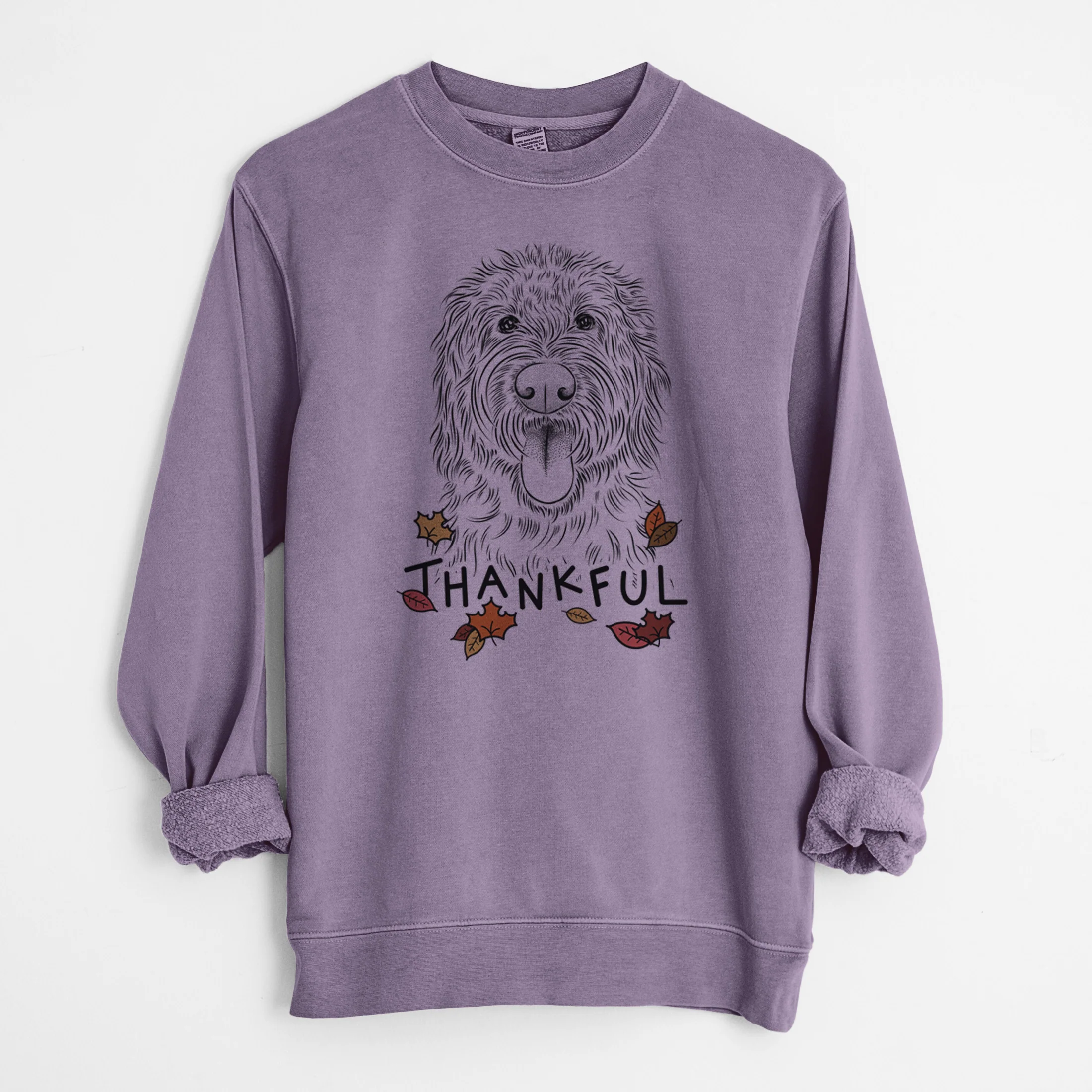 Thankful Bennett the Doodle - Unisex Pigment Dyed Crew Sweatshirt - Image 10