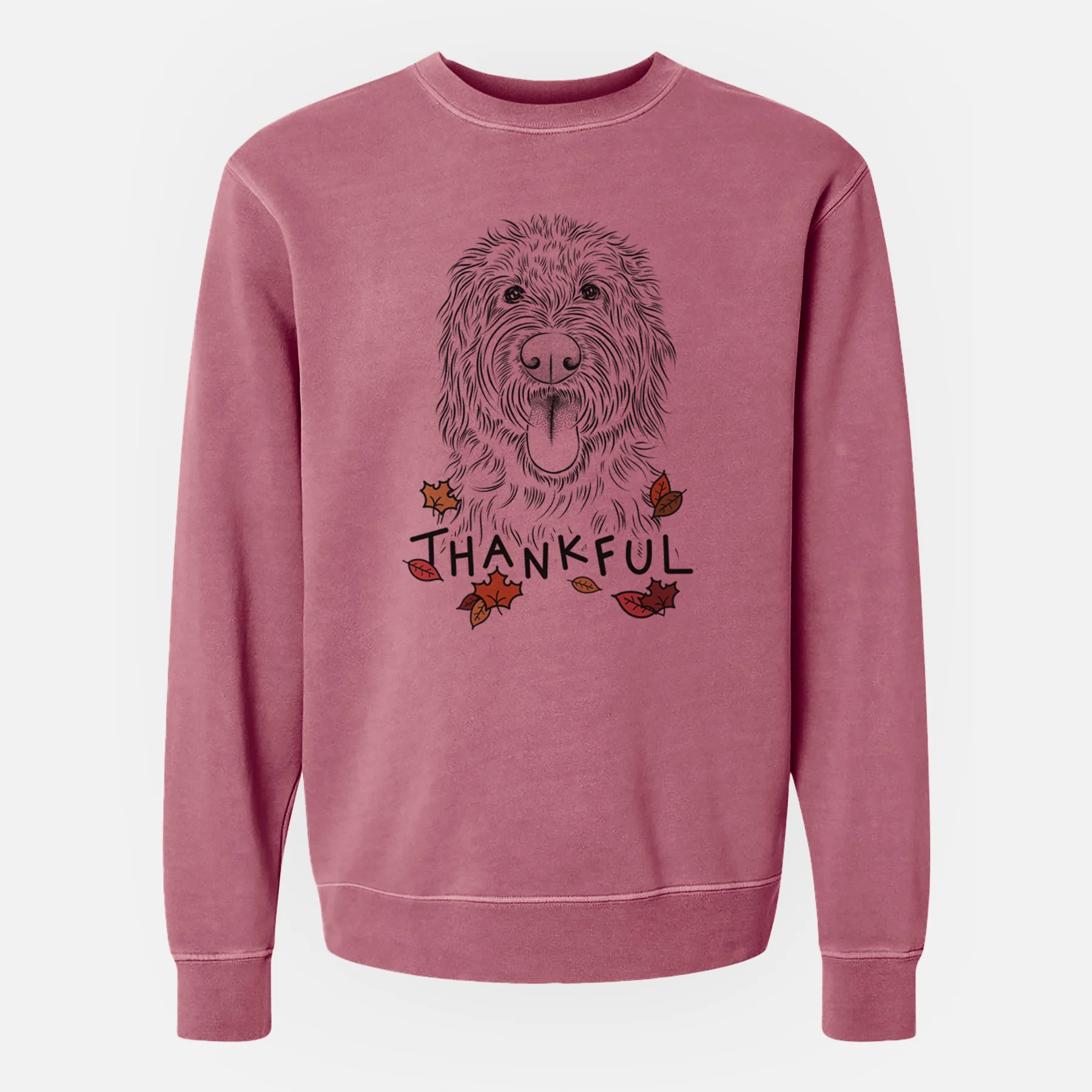 Thankful Bennett the Doodle - Unisex Pigment Dyed Crew Sweatshirt - Image 9
