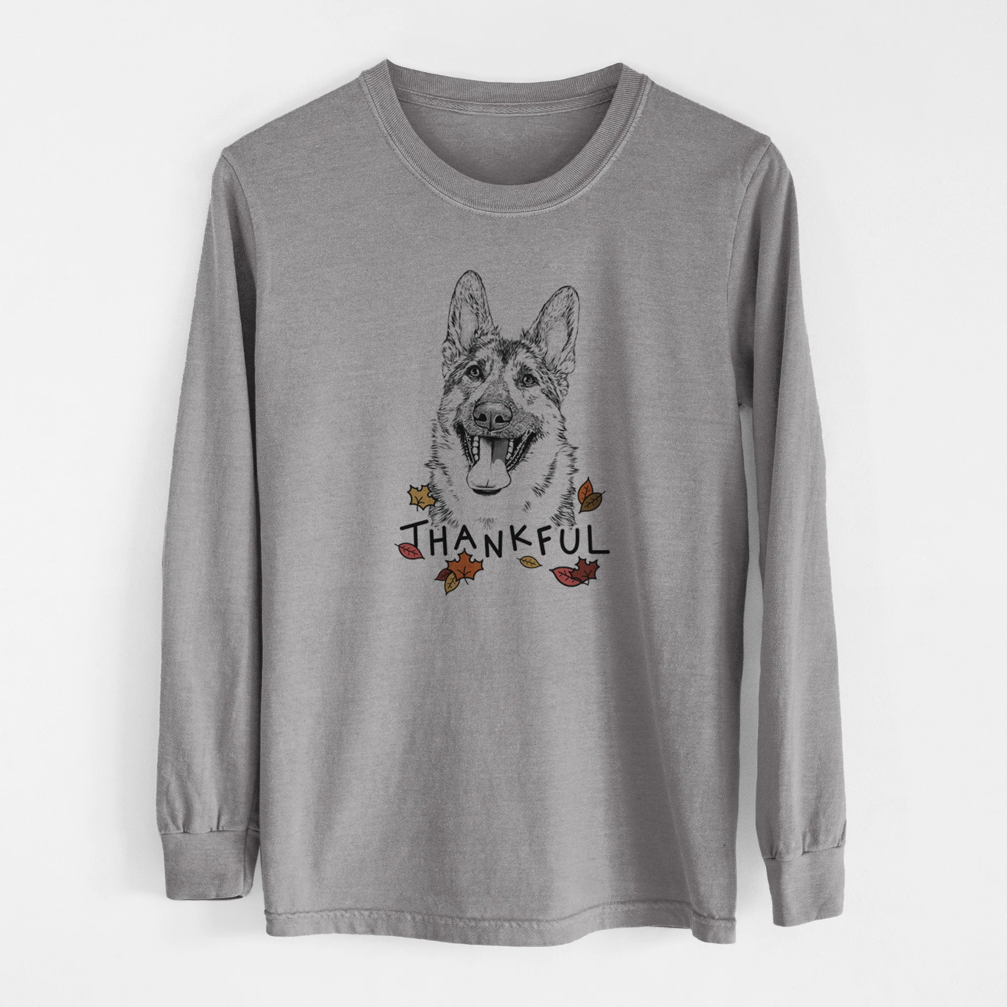 Thankful Benson the German Shepherd - Men's Heavyweight 100% Cotton Long Sleeve - Image 7