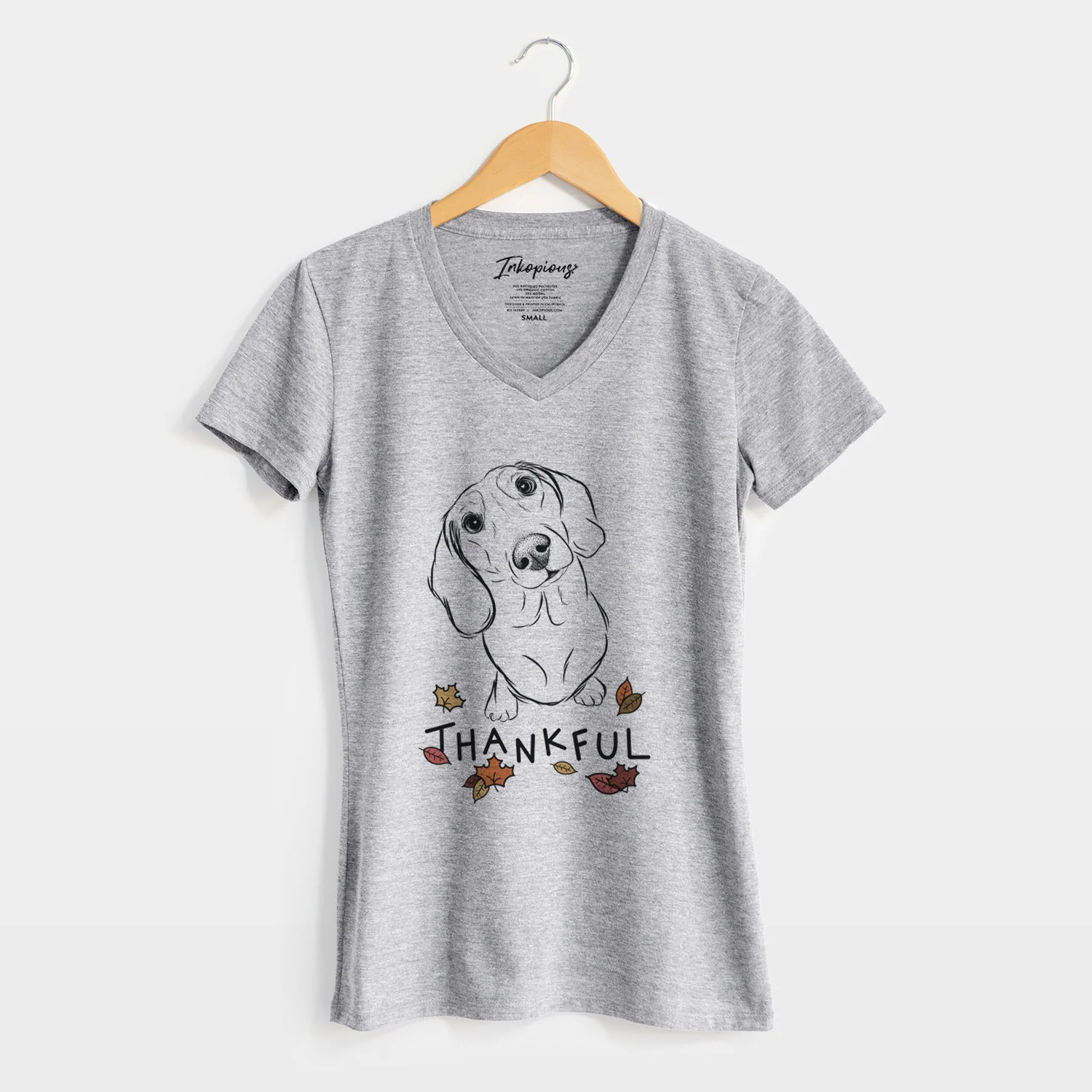 Thankful Bill the Dachshund - Women's V-neck Shirt - Image 5