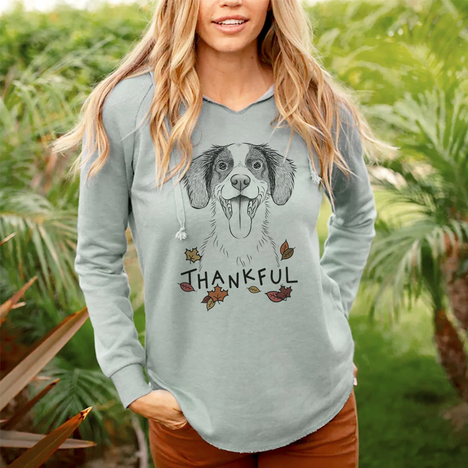 Thankful Birdie the Brittany - Cali Wave Hooded Sweatshirt - Image 4