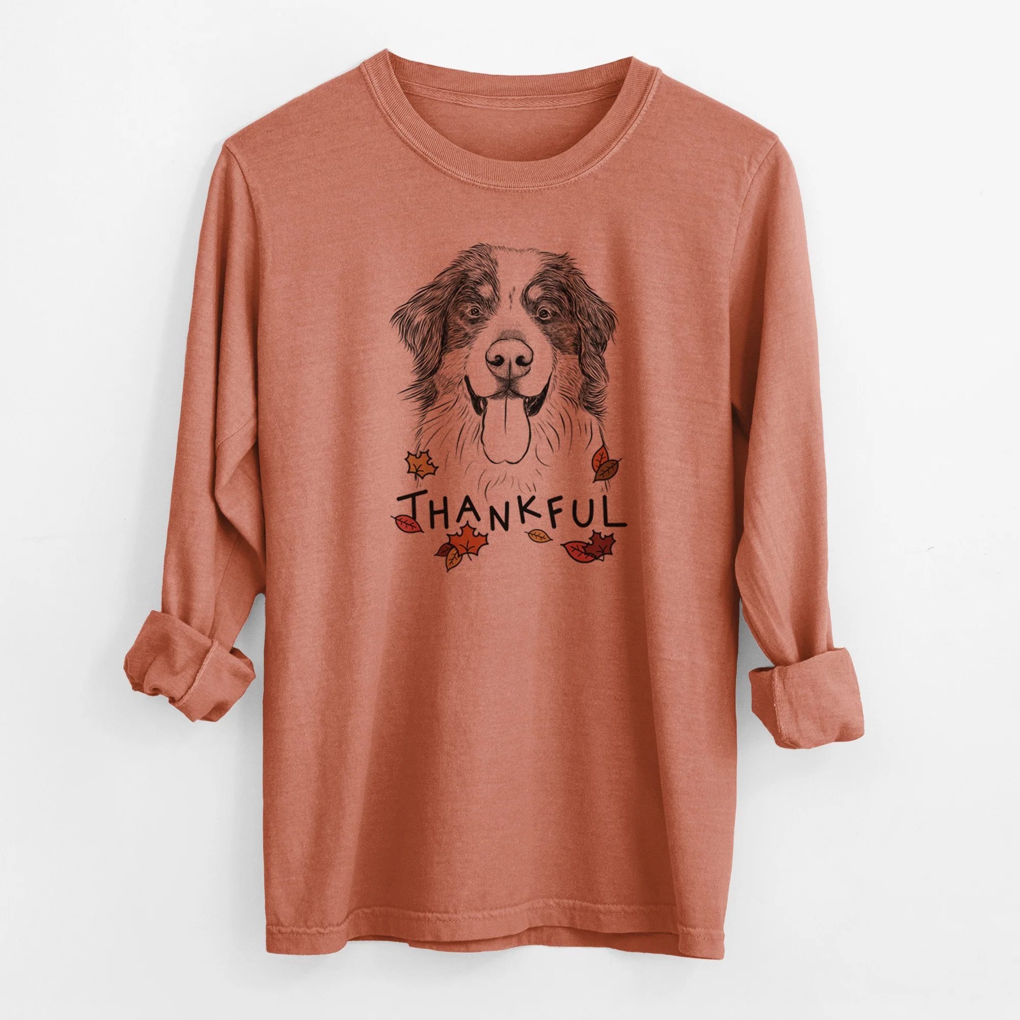 Thankful Blaze the Bernese Mountain Dog - Men's Heavyweight 100% Cotton Long Sleeve - Image 13