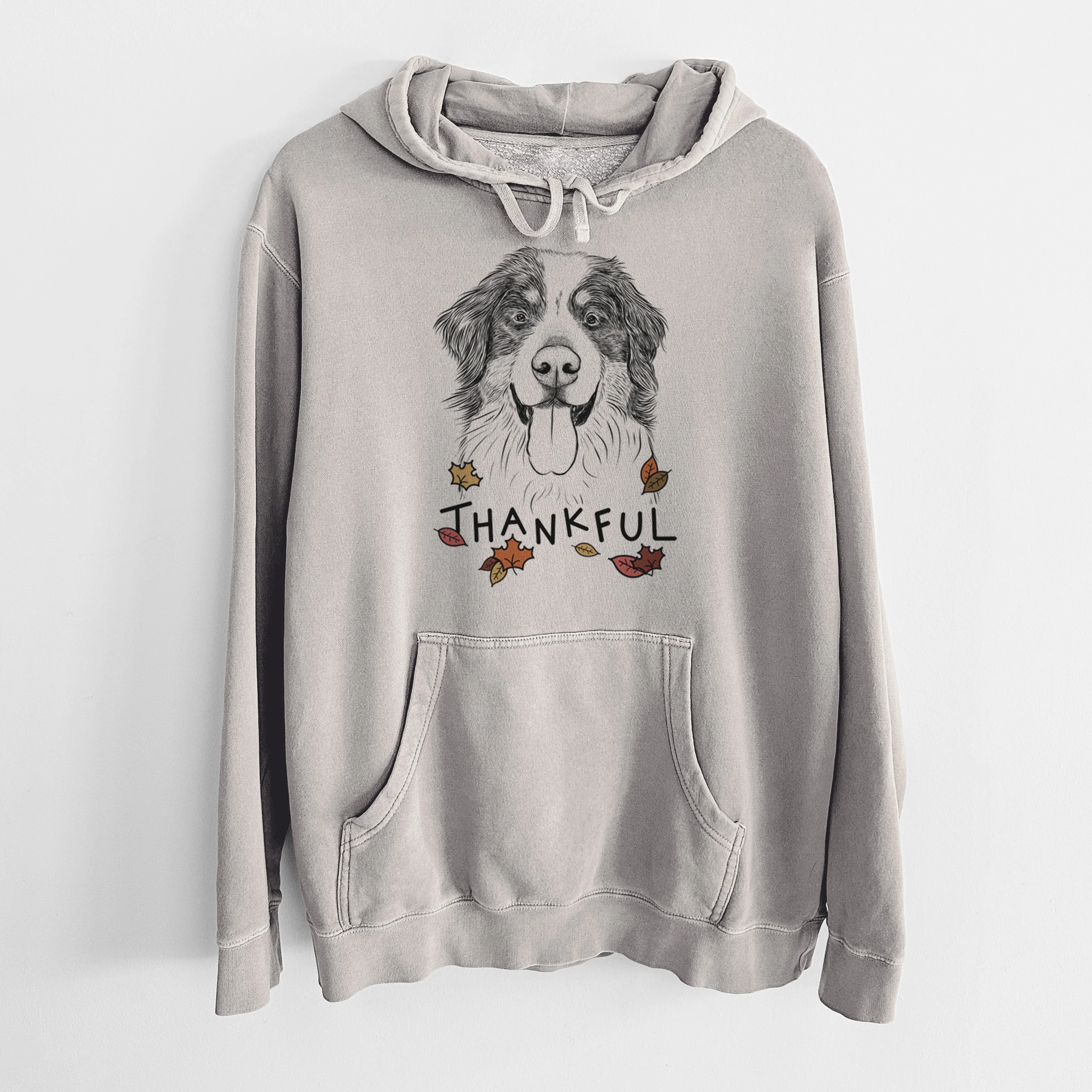 Thankful Blaze the Bernese Mountain Dog - Unisex Pigment Dyed Hoodie - Image 5
