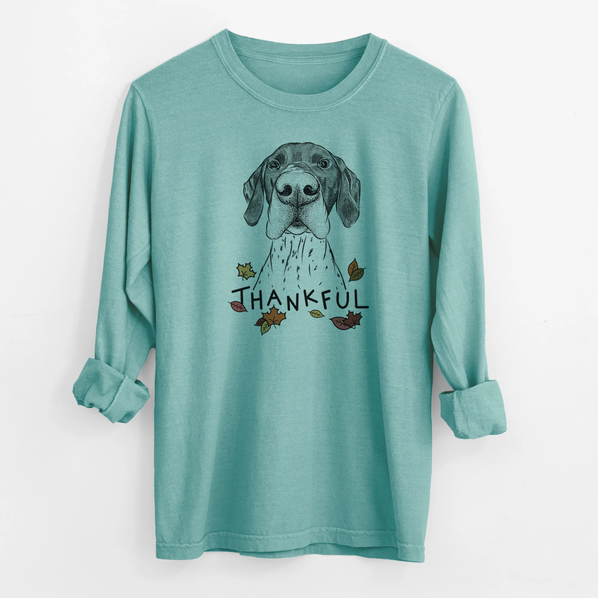 Thankful Booze the German Shorthaired Pointer - Men's Heavyweight 100% Cotton Long Sleeve - Image 2