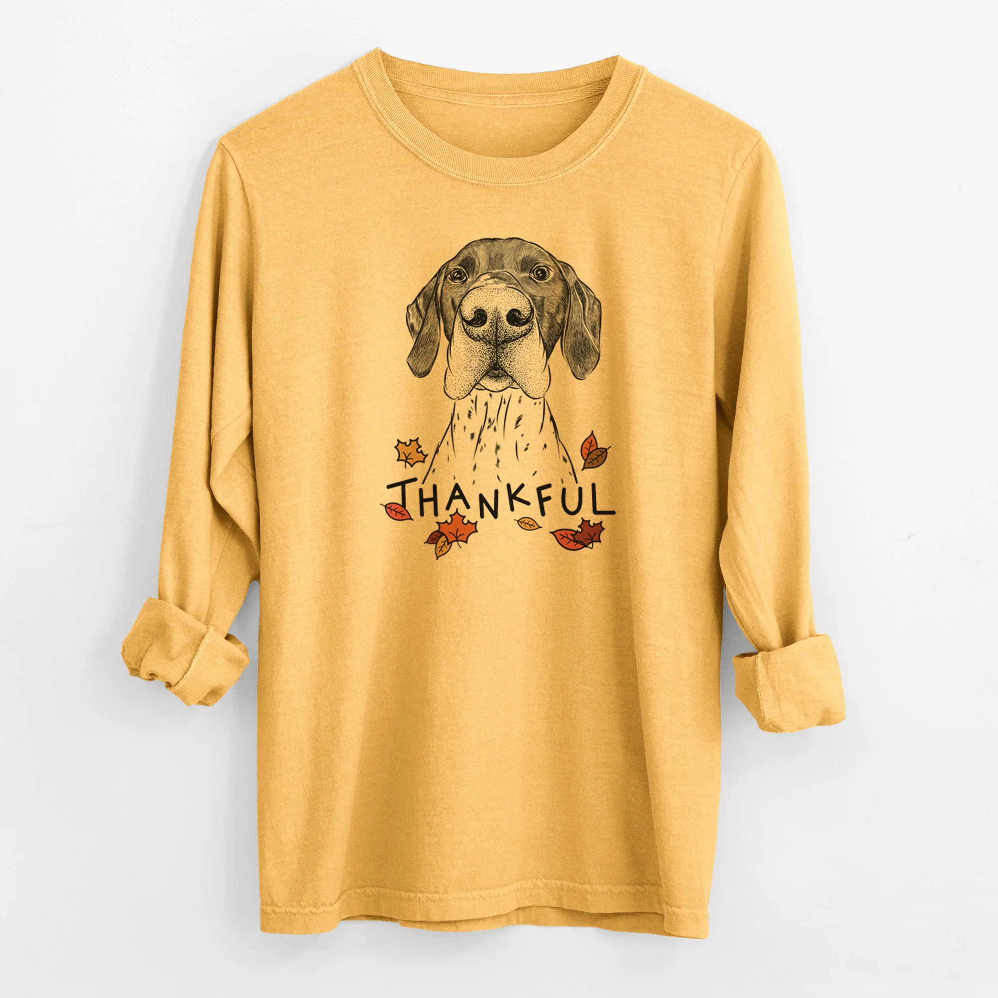 Thankful Booze the German Shorthaired Pointer - Men's Heavyweight 100% Cotton Long Sleeve - Image 4
