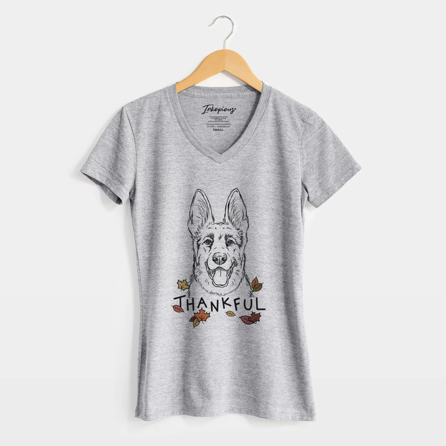 Thankful Brutus the German Shepherd - Women's V-neck Shirt - Image 5