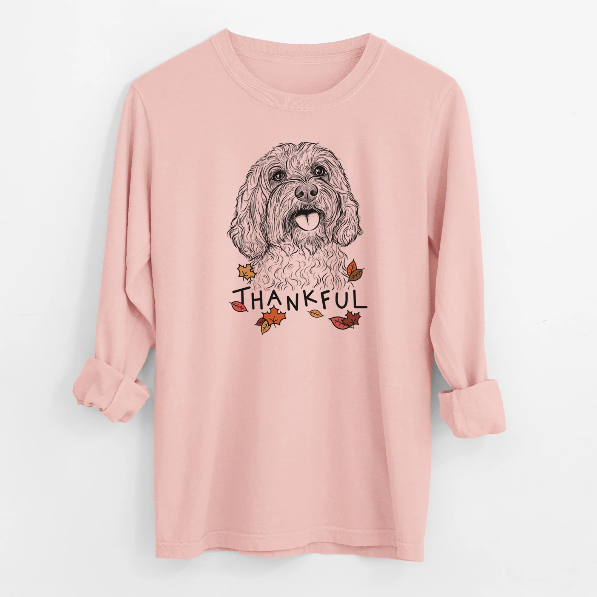 Thankful Cali the Cavapoo - Men's Heavyweight 100% Cotton Long Sleeve - Image 11