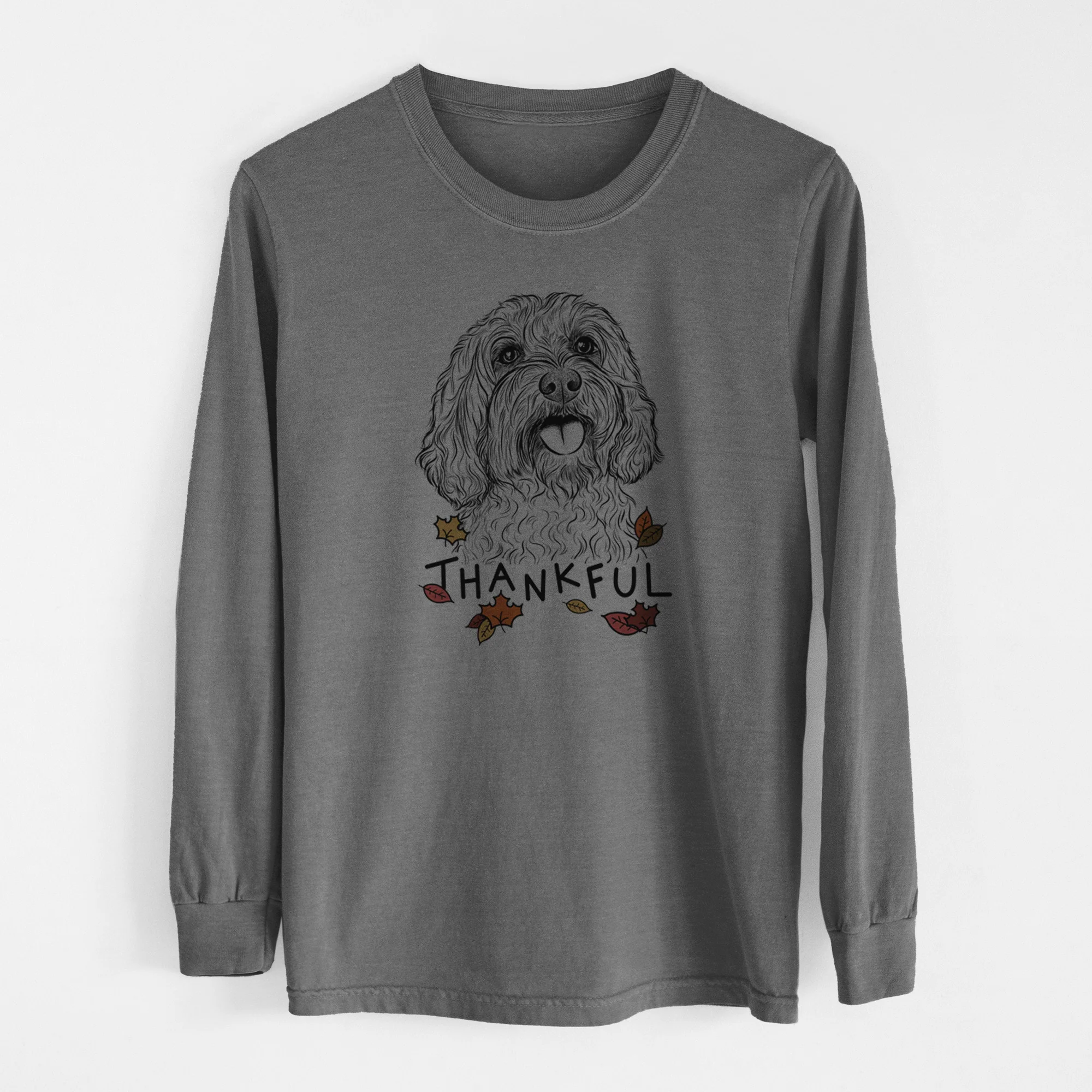 Thankful Cali the Cavapoo - Men's Heavyweight 100% Cotton Long Sleeve - Image 14