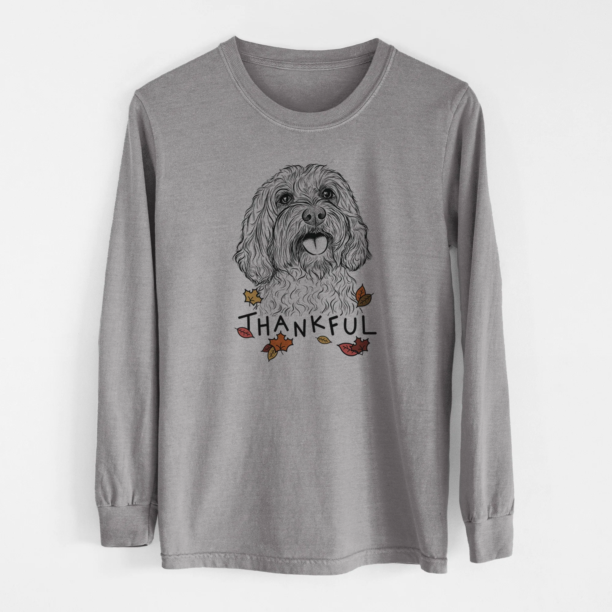 Thankful Cali the Cavapoo - Men's Heavyweight 100% Cotton Long Sleeve - Image 7