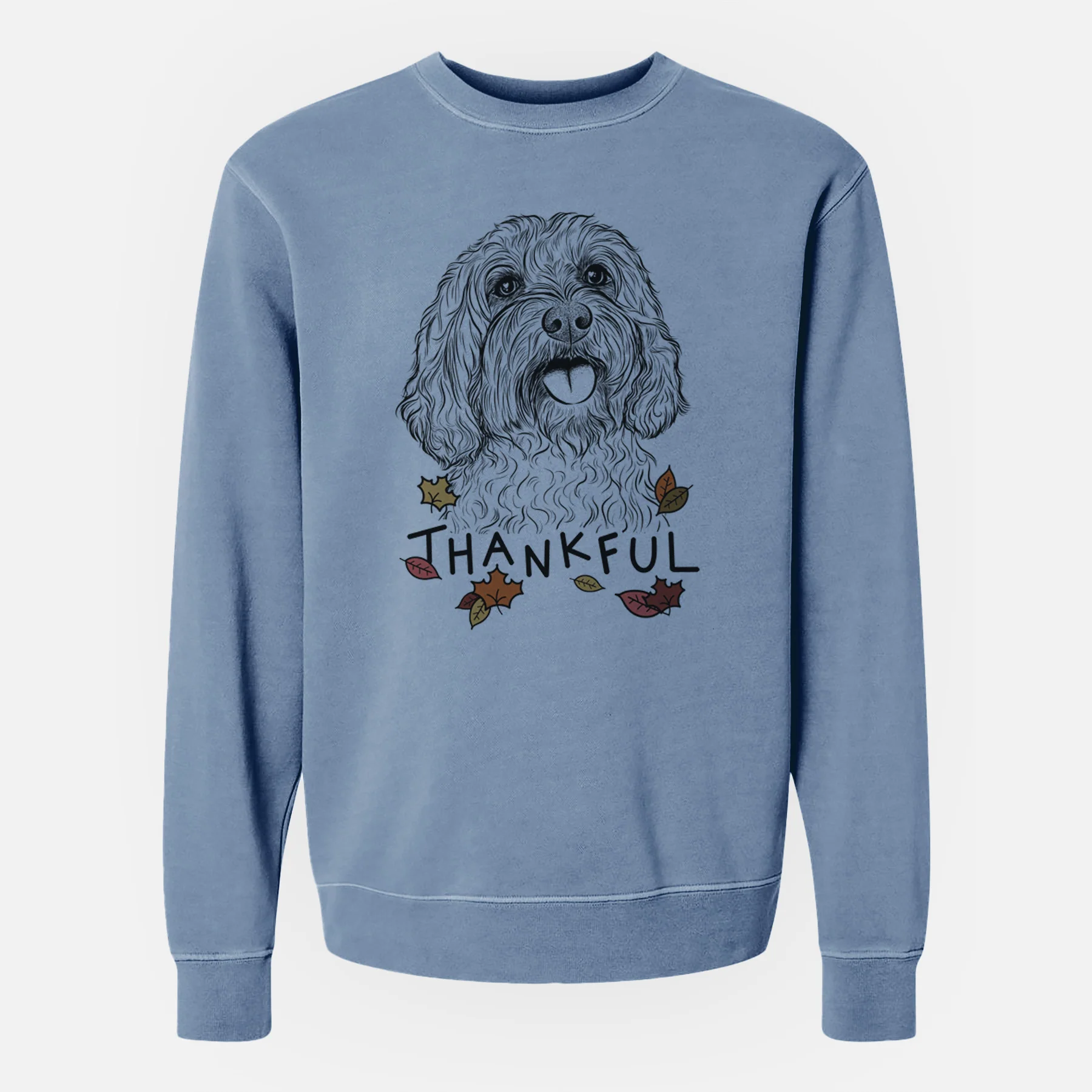 Thankful Cali the Cavapoo - Unisex Pigment Dyed Crew Sweatshirt