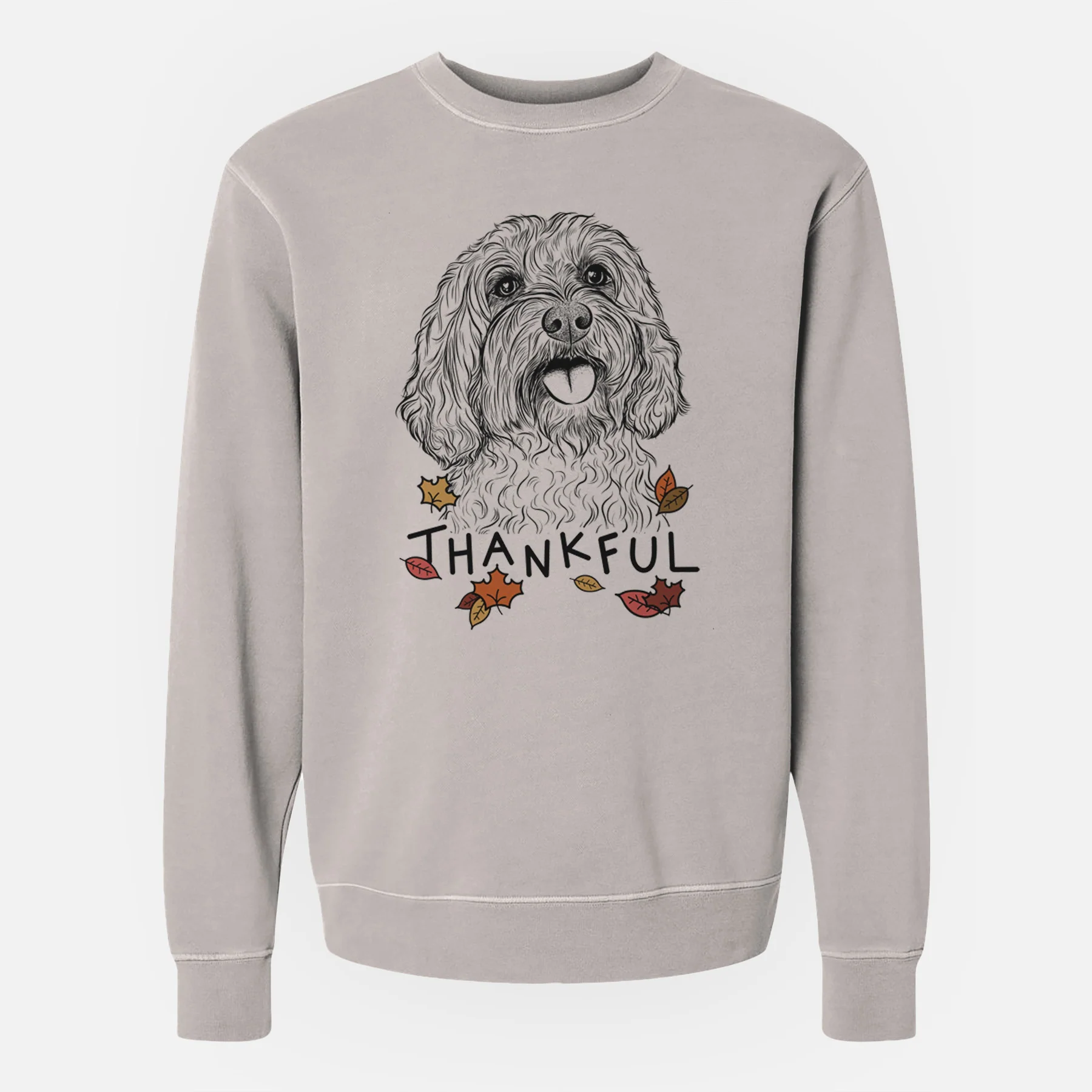 Thankful Cali the Cavapoo - Unisex Pigment Dyed Crew Sweatshirt - Image 3