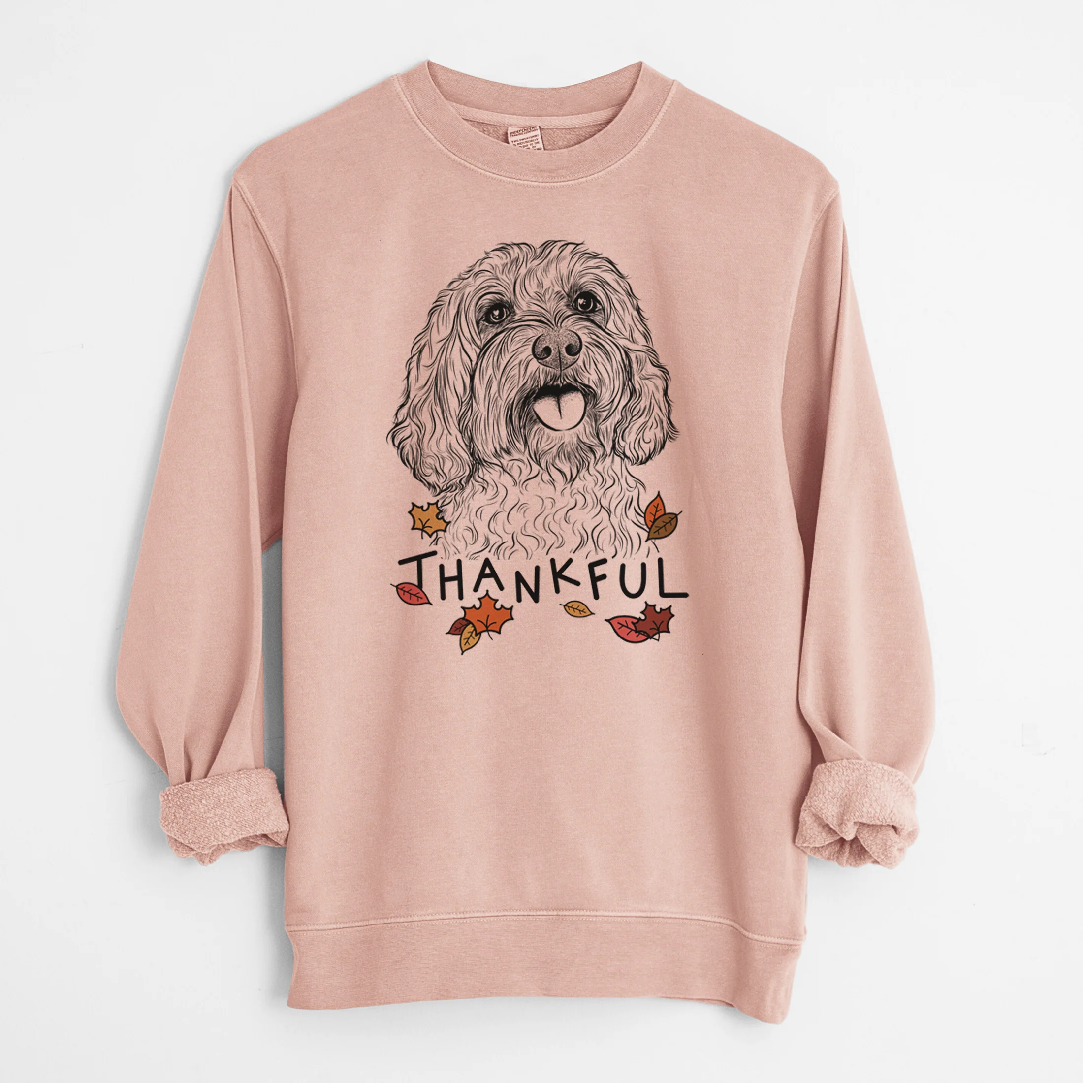 Thankful Cali the Cavapoo - Unisex Pigment Dyed Crew Sweatshirt - Image 7
