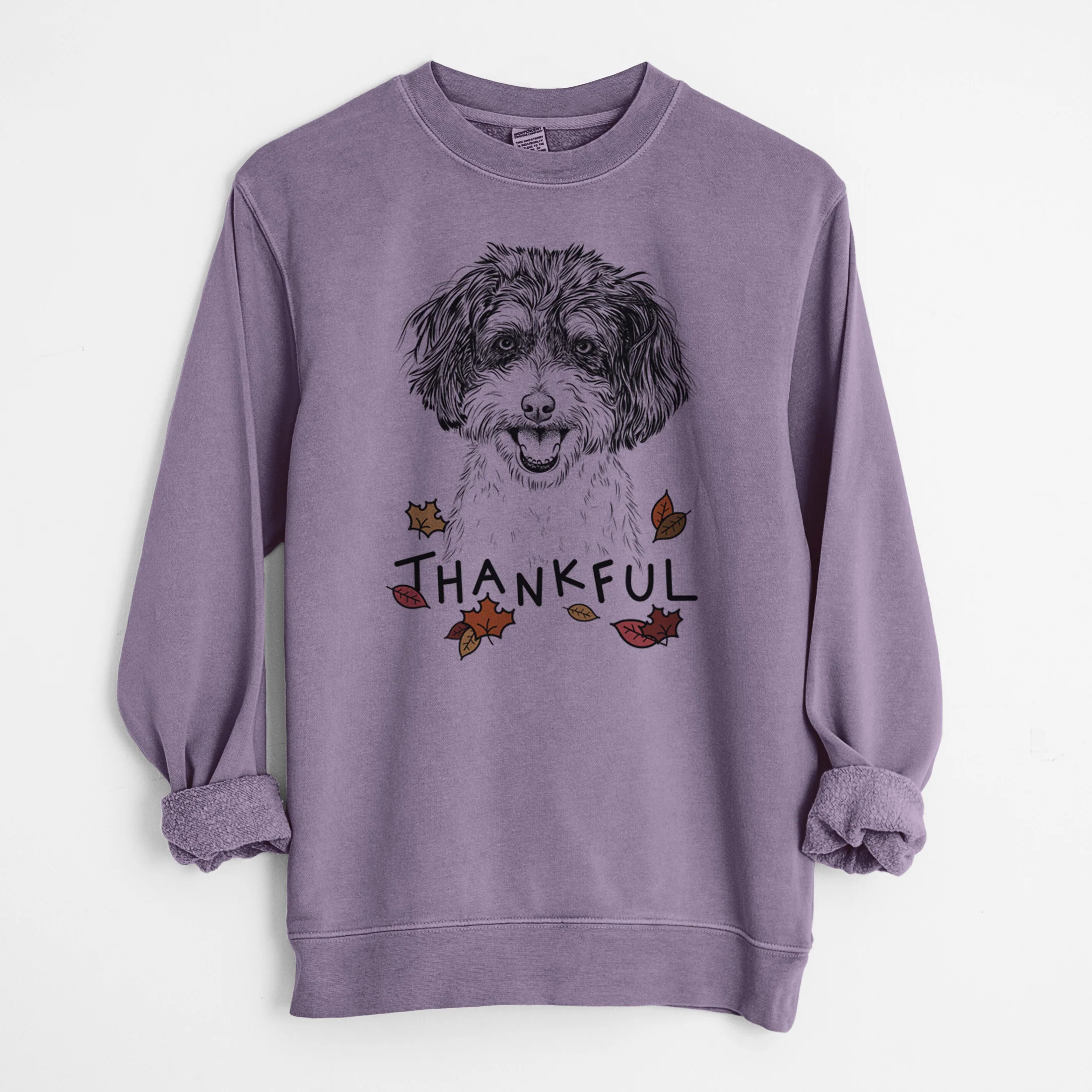 Thankful Carlos the Cavapoo - Unisex Pigment Dyed Crew Sweatshirt - Image 10