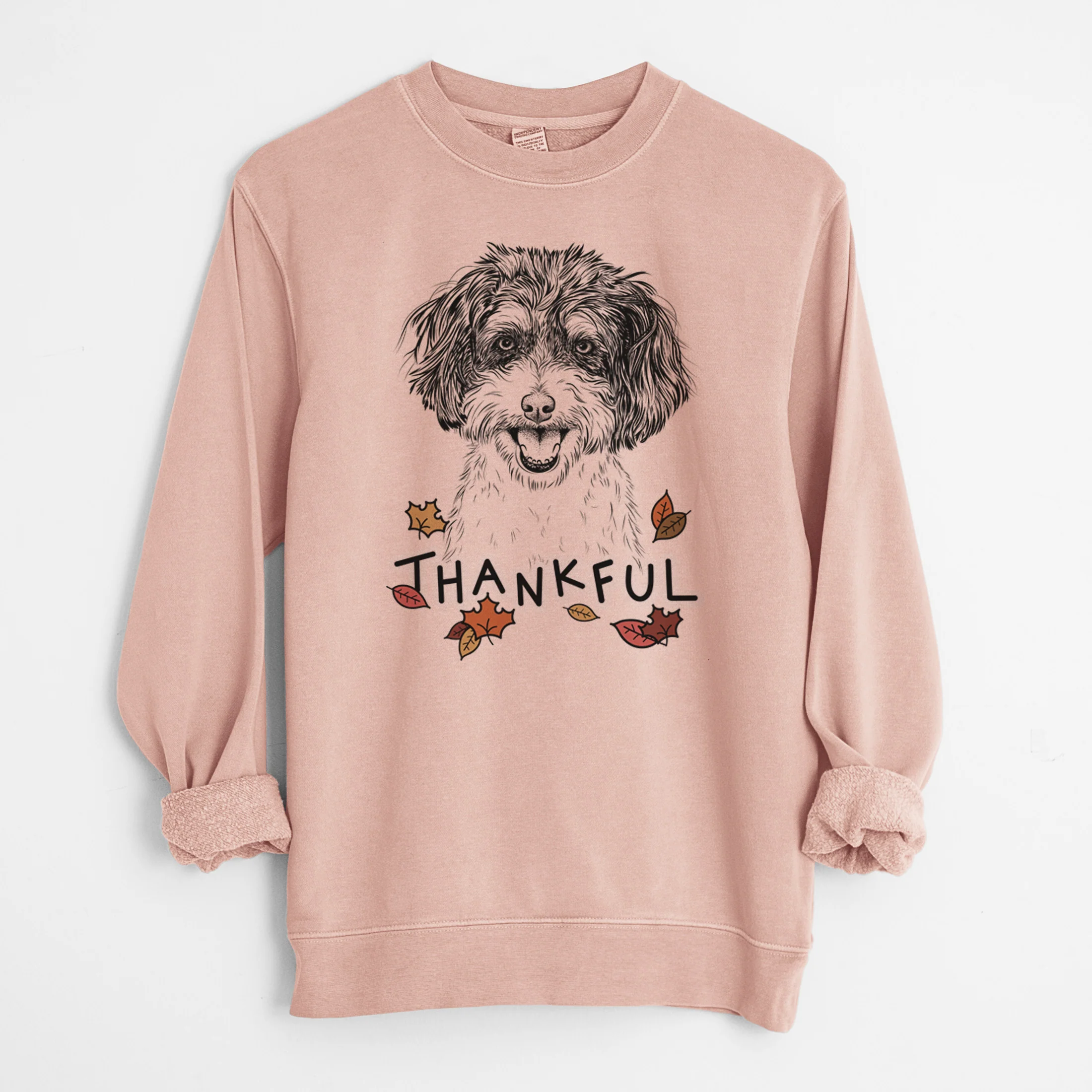 Thankful Carlos the Cavapoo - Unisex Pigment Dyed Crew Sweatshirt - Image 7