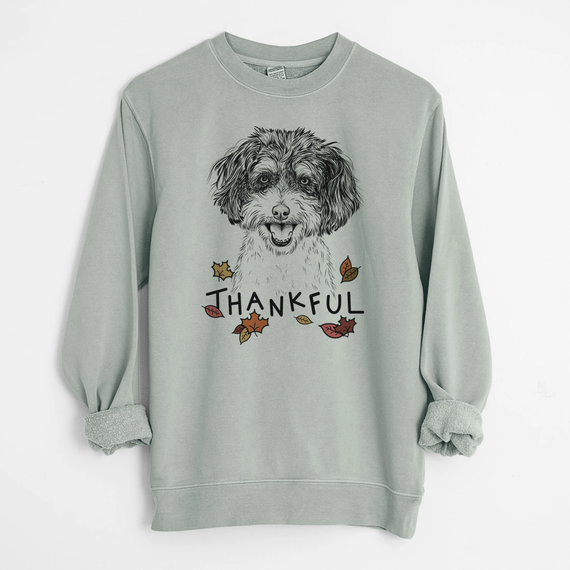 Thankful Carlos the Cavapoo - Unisex Pigment Dyed Crew Sweatshirt - Image 8