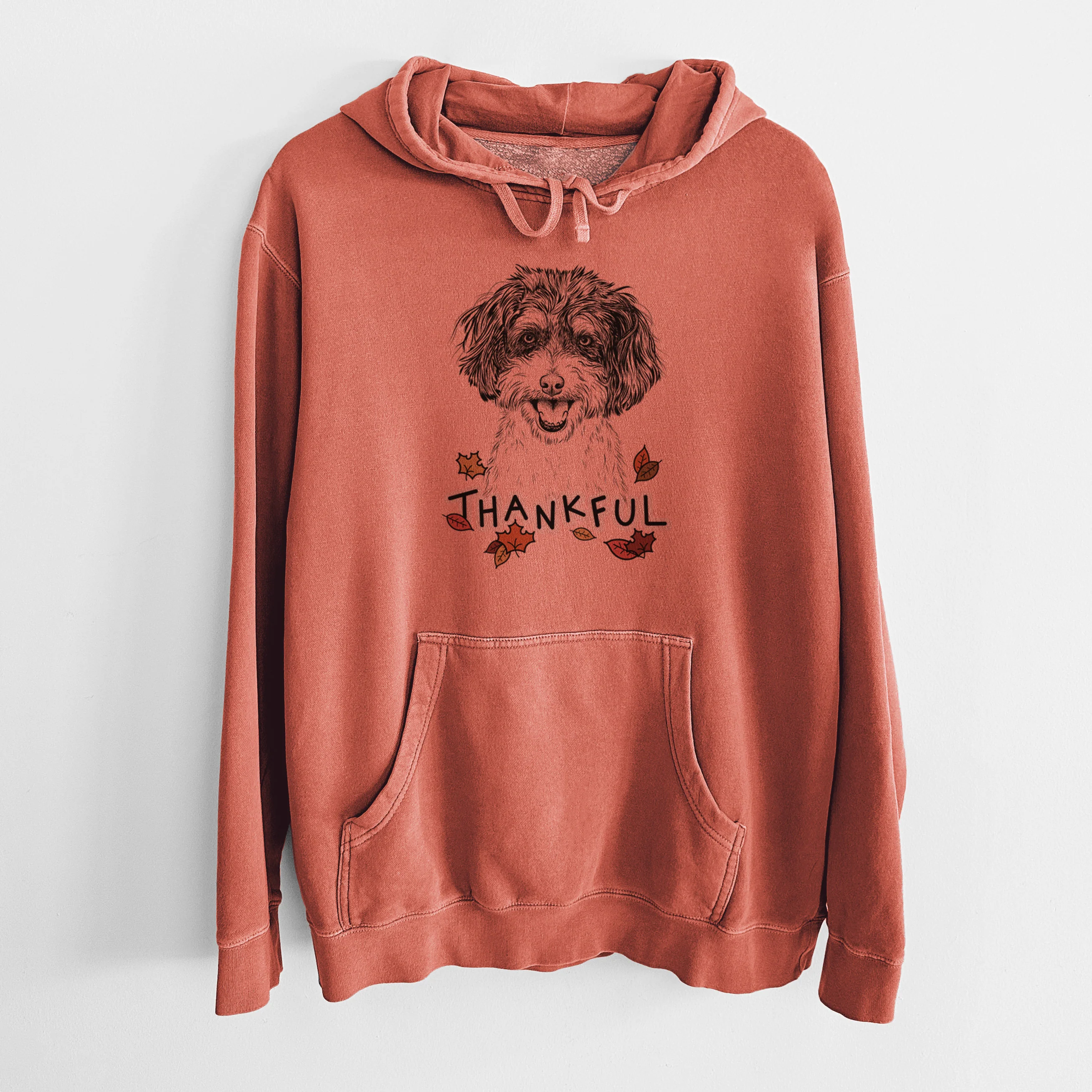 Thankful Carlos the Cavapoo - Unisex Pigment Dyed Hoodie